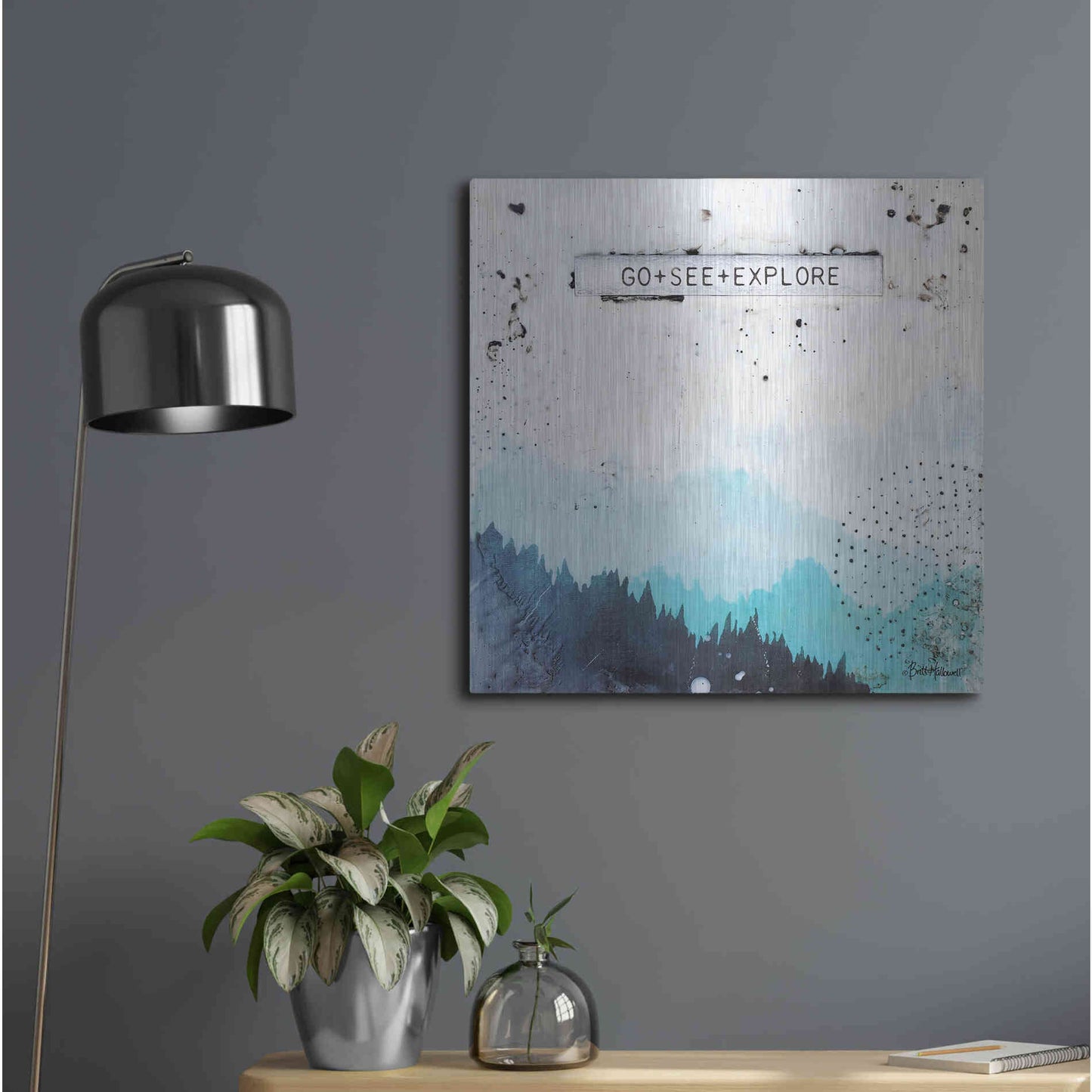 Luxe Metal Art 'Go + See + Explore' by Britt Hallowell, Metal Wall Art,24x24