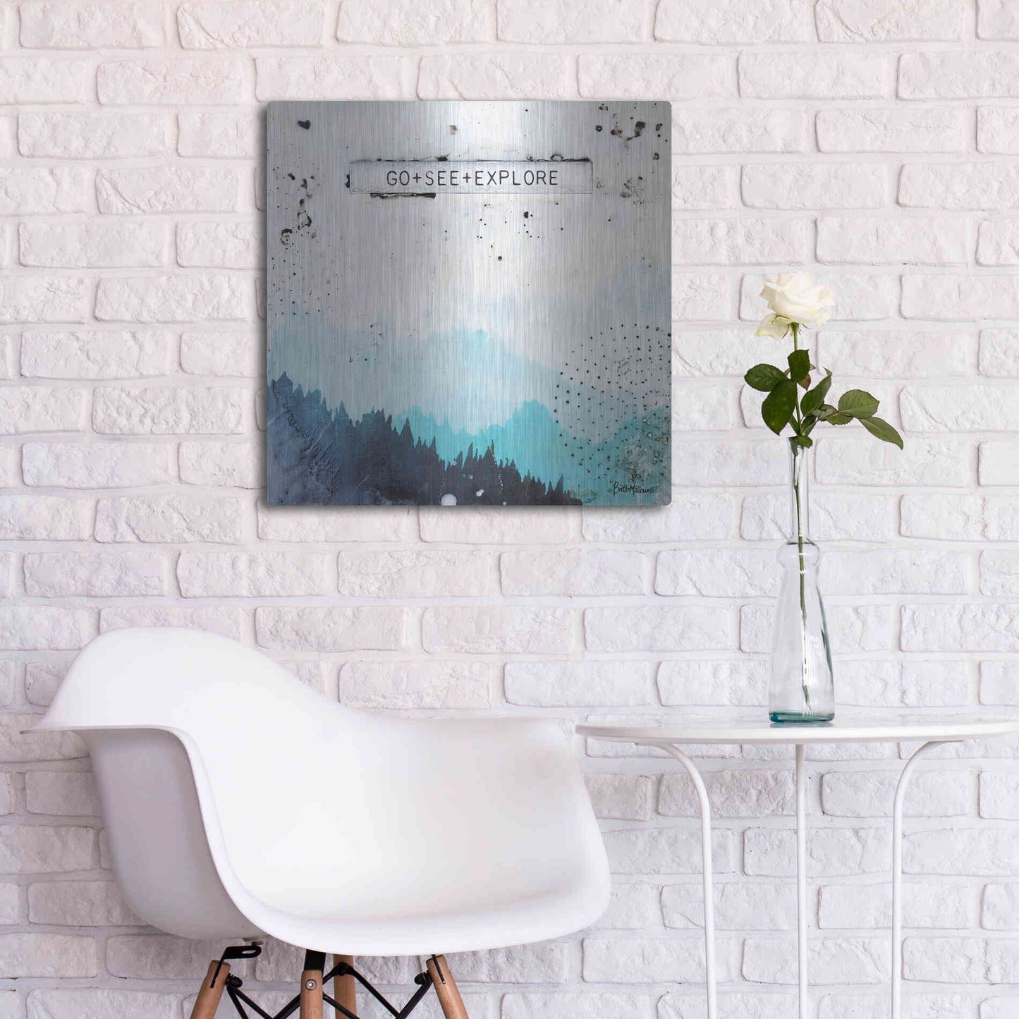 Luxe Metal Art 'Go + See + Explore' by Britt Hallowell, Metal Wall Art,24x24