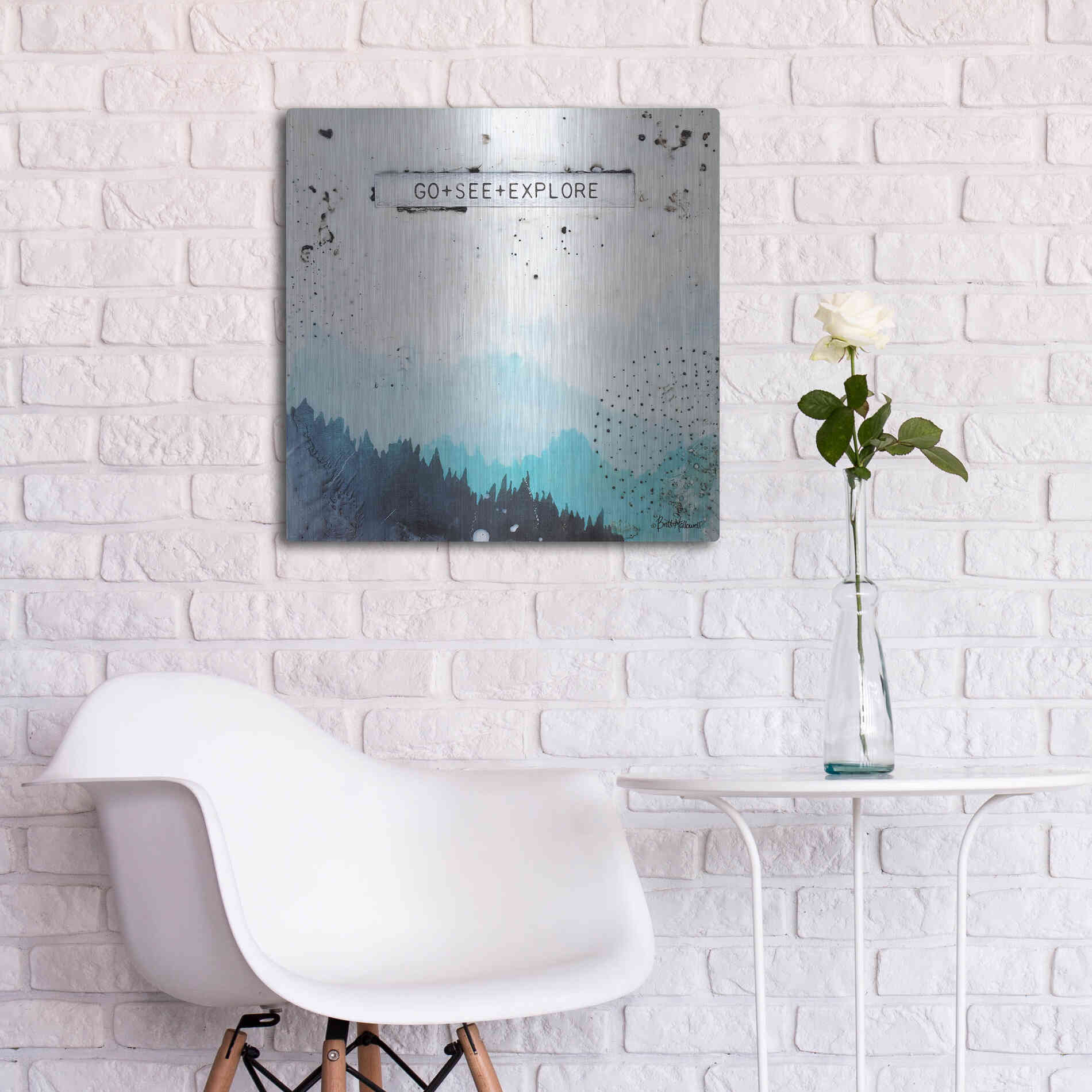 Luxe Metal Art 'Go + See + Explore' by Britt Hallowell, Metal Wall Art,24x24