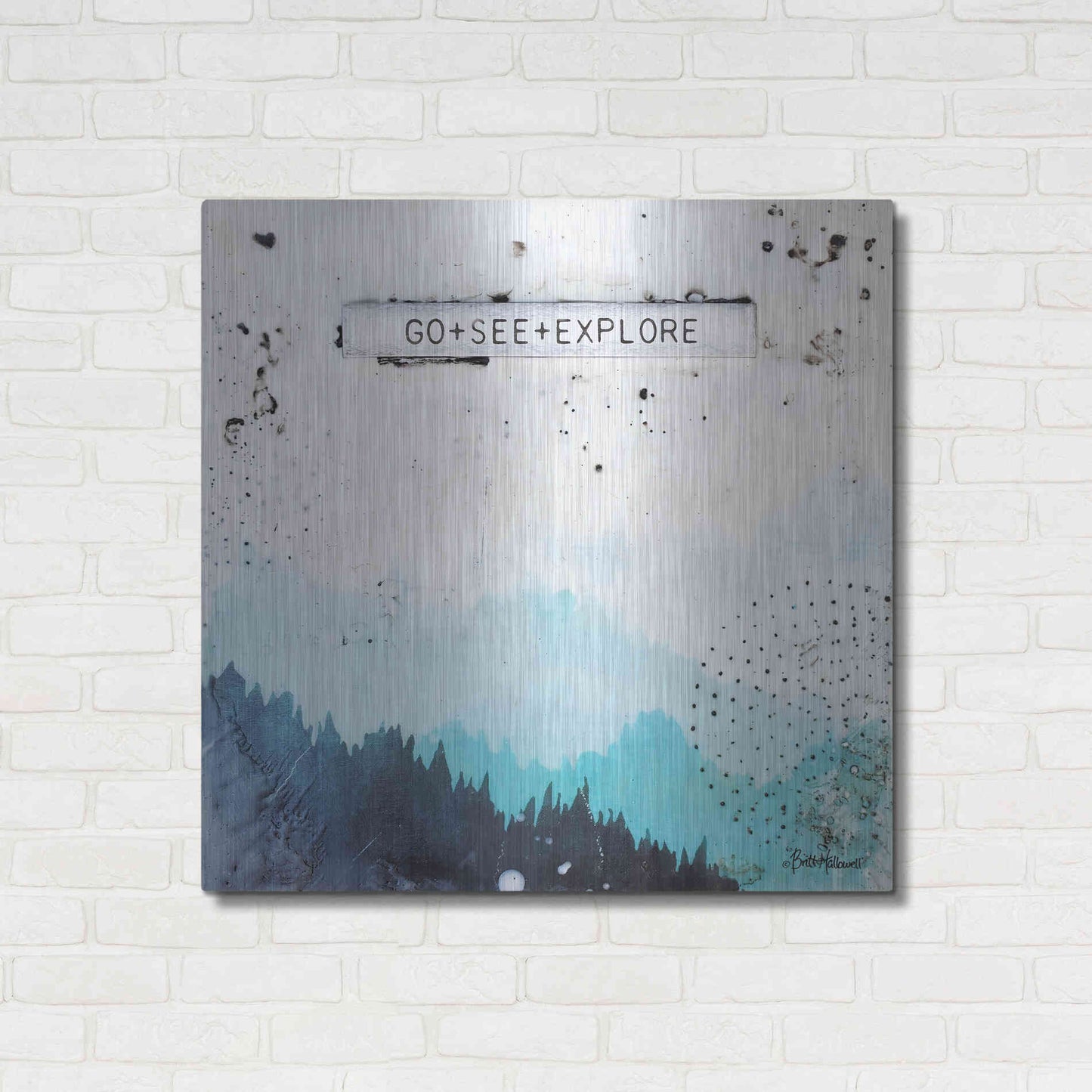 Luxe Metal Art 'Go + See + Explore' by Britt Hallowell, Metal Wall Art,36x36
