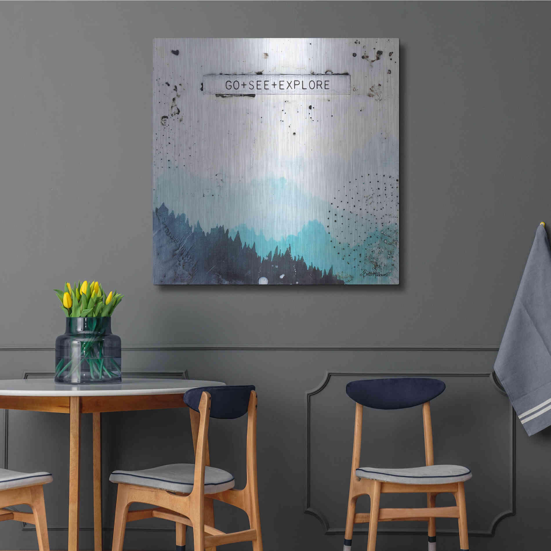 Luxe Metal Art 'Go + See + Explore' by Britt Hallowell, Metal Wall Art,36x36