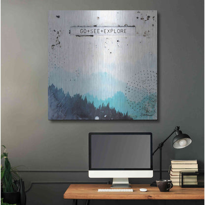 Luxe Metal Art 'Go + See + Explore' by Britt Hallowell, Metal Wall Art,36x36