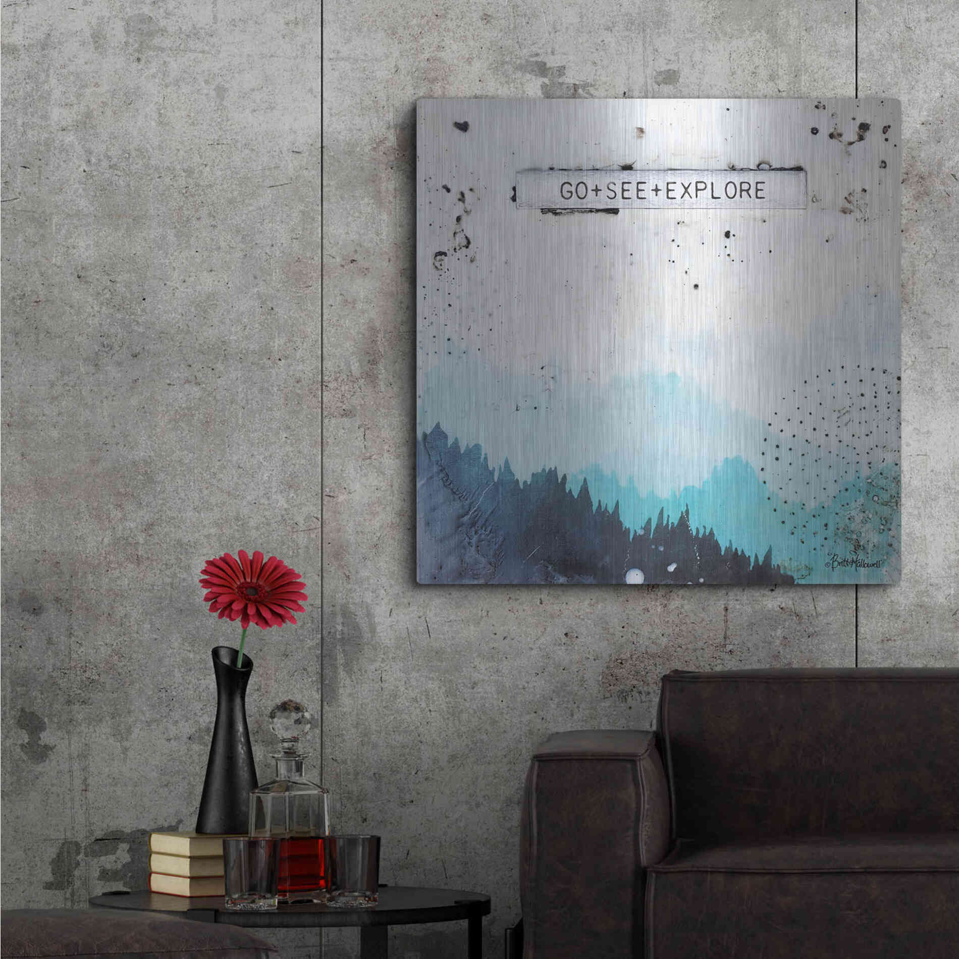 Luxe Metal Art 'Go + See + Explore' by Britt Hallowell, Metal Wall Art,36x36