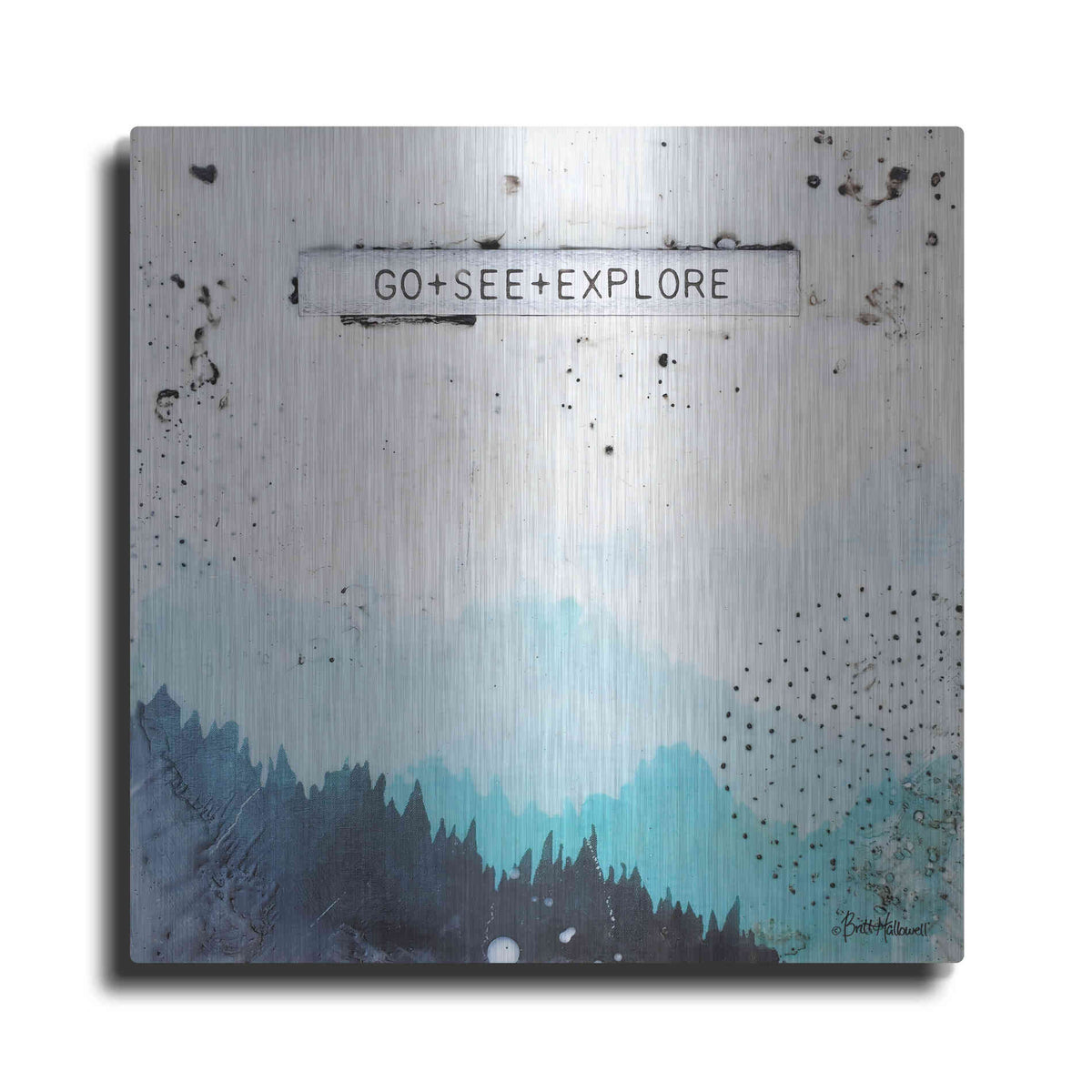 Luxe Metal Art 'Go + See + Explore' by Britt Hallowell, Metal Wall Art