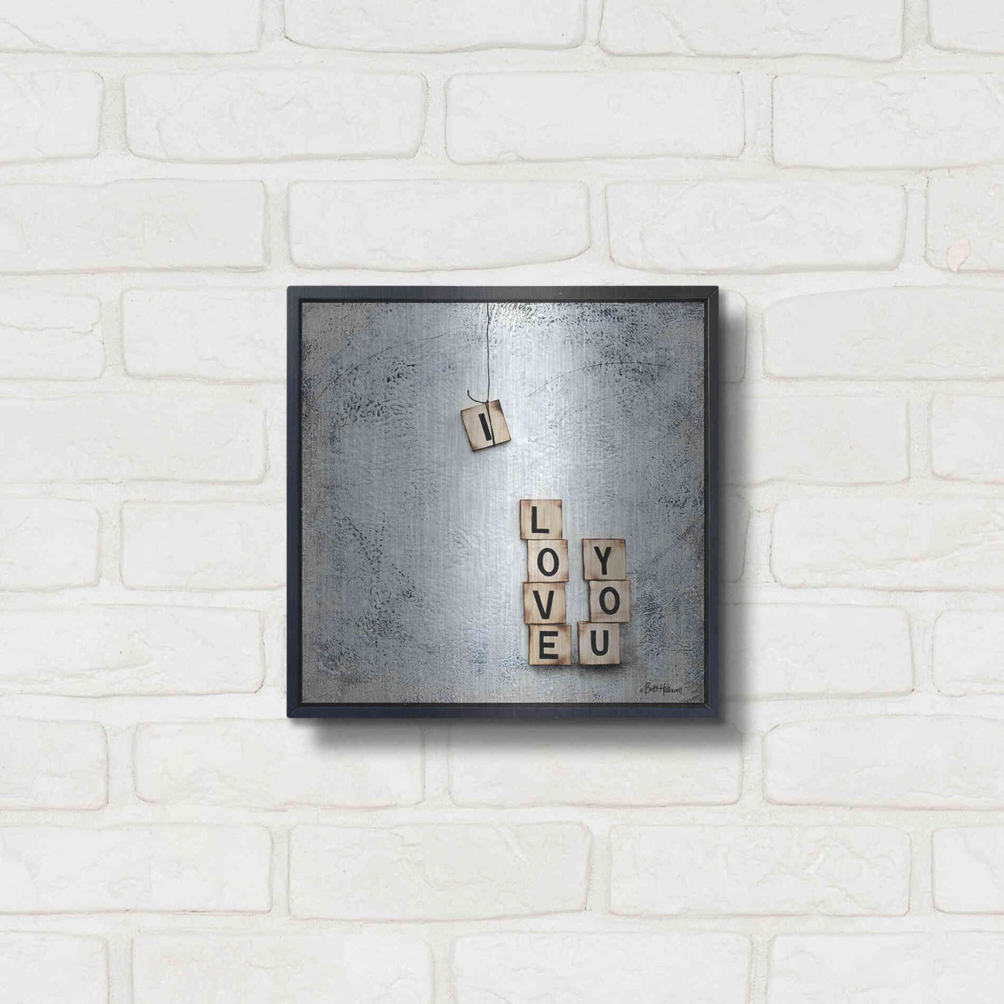 Luxe Metal Art 'I Love You' by Britt Hallowell, Metal Wall Art,12x12