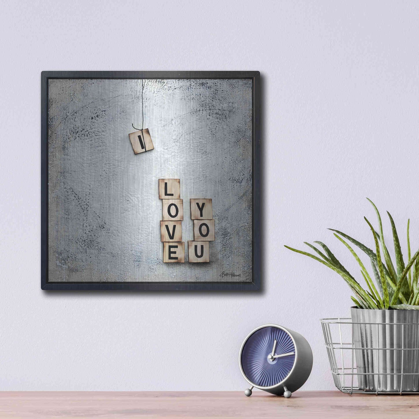 Luxe Metal Art 'I Love You' by Britt Hallowell, Metal Wall Art,12x12