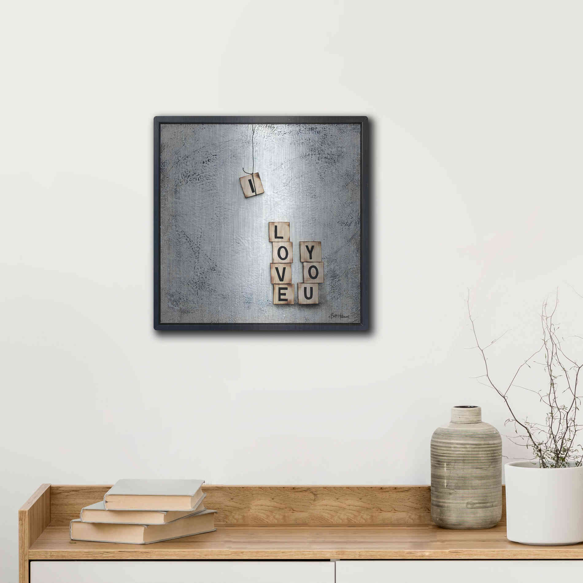 Luxe Metal Art 'I Love You' by Britt Hallowell, Metal Wall Art,12x12