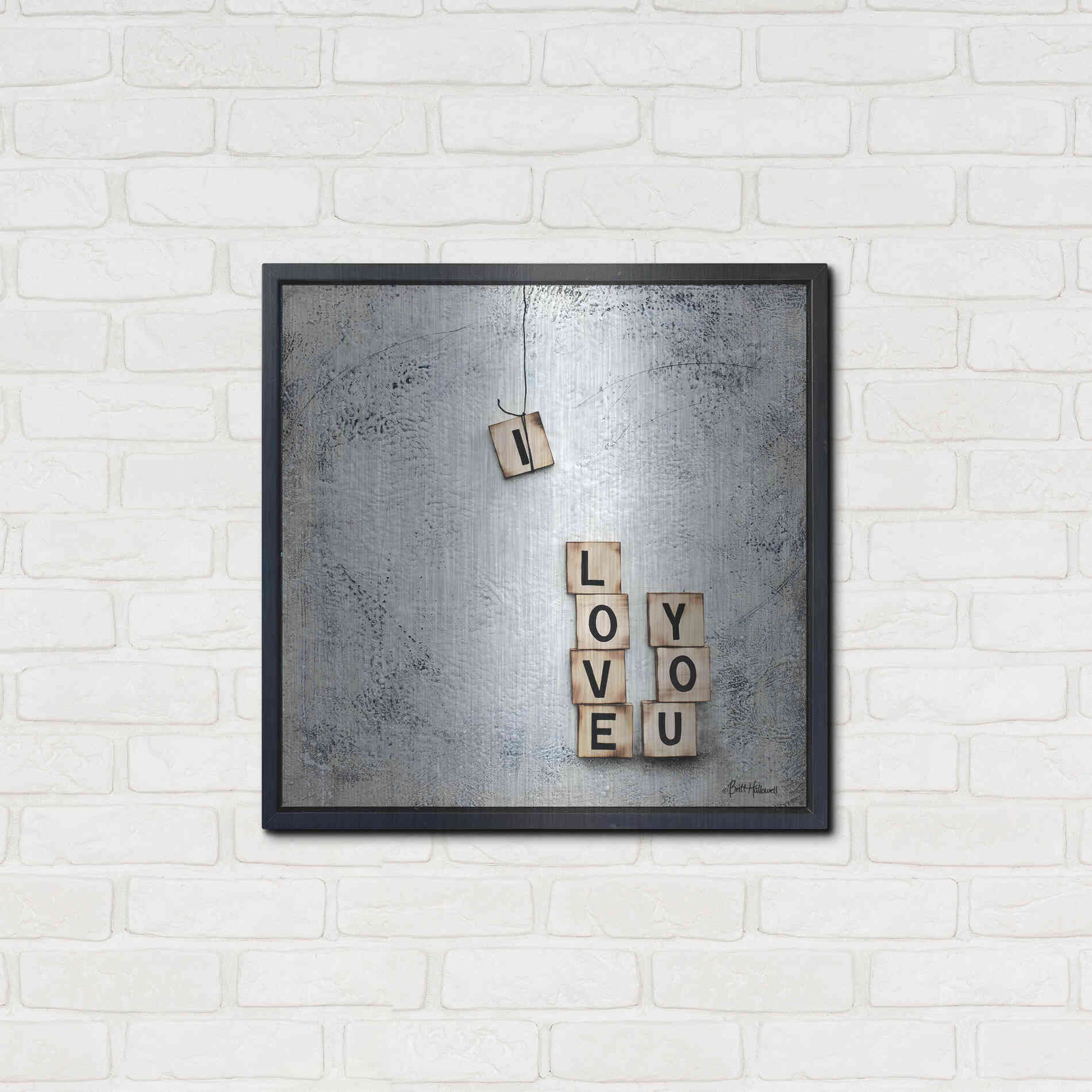 Luxe Metal Art 'I Love You' by Britt Hallowell, Metal Wall Art,24x24