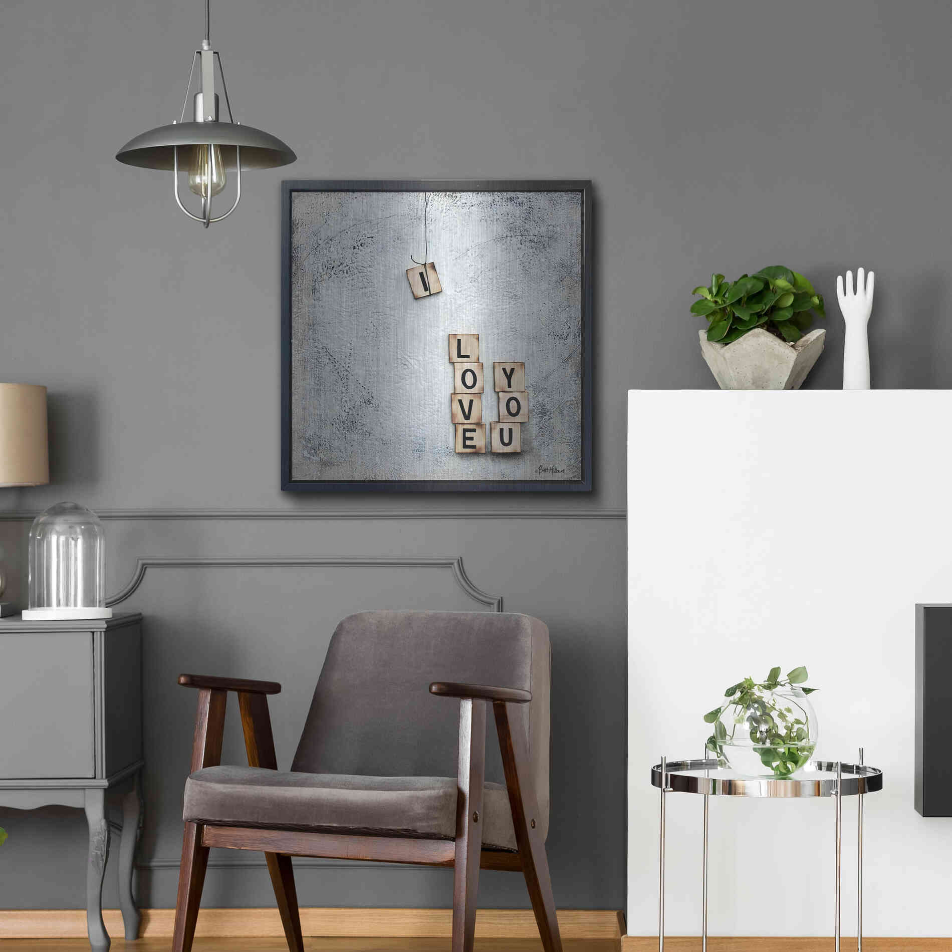 Luxe Metal Art 'I Love You' by Britt Hallowell, Metal Wall Art,24x24