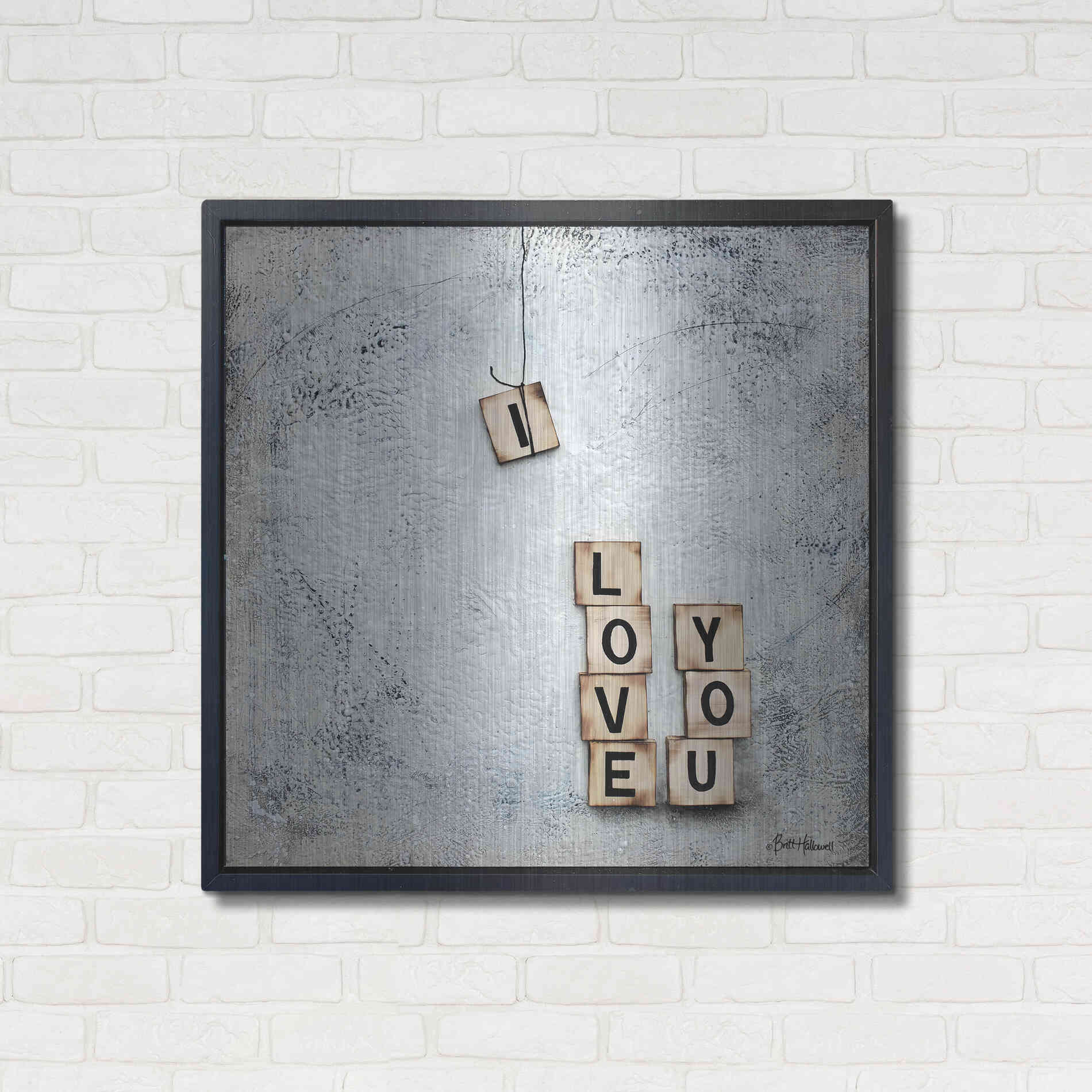 Luxe Metal Art 'I Love You' by Britt Hallowell, Metal Wall Art,36x36
