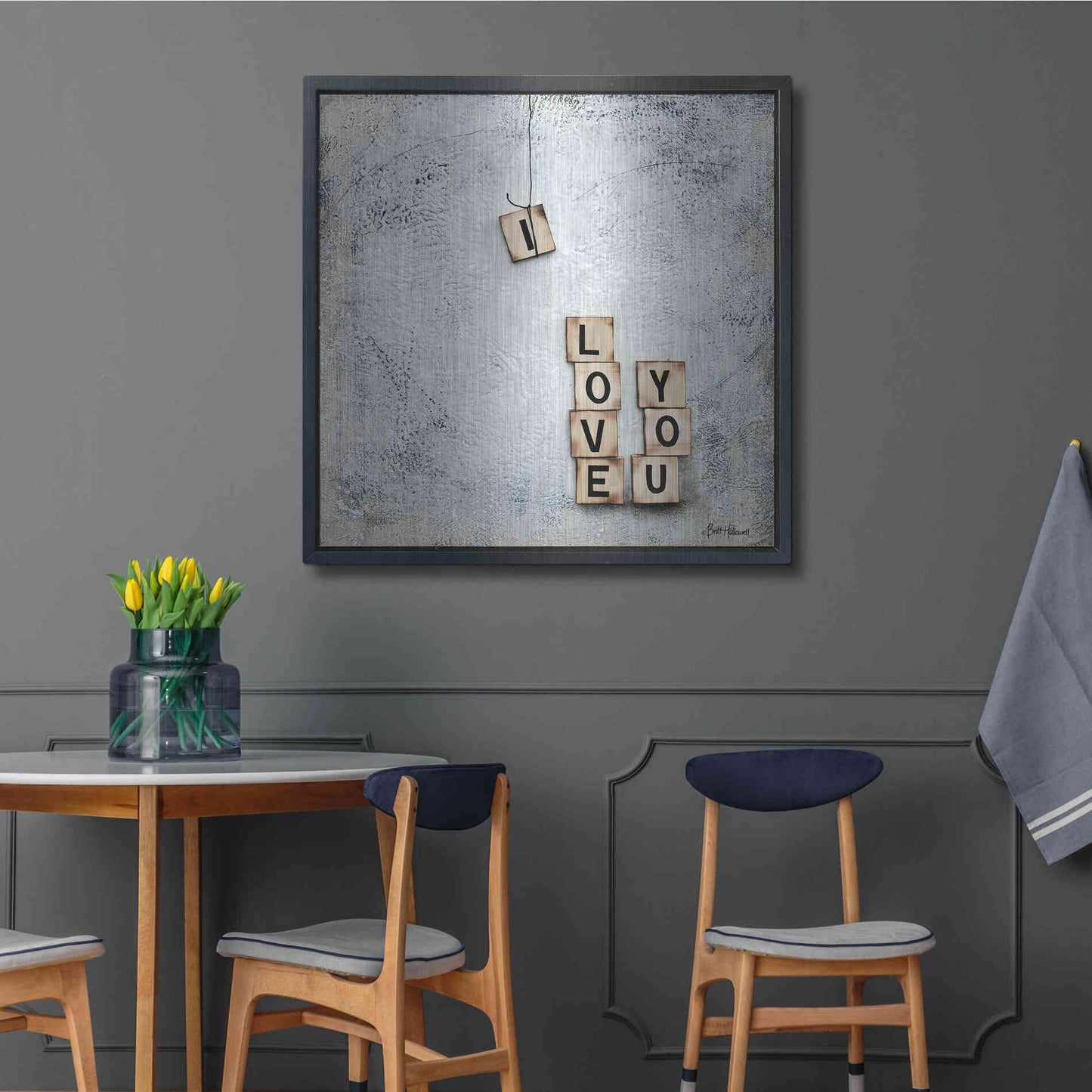 Luxe Metal Art 'I Love You' by Britt Hallowell, Metal Wall Art,36x36