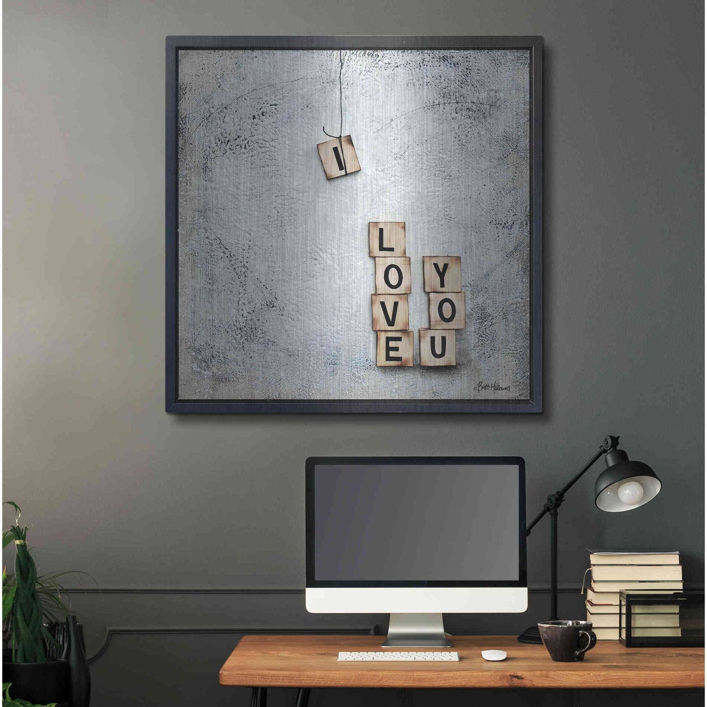 Luxe Metal Art 'I Love You' by Britt Hallowell, Metal Wall Art,36x36