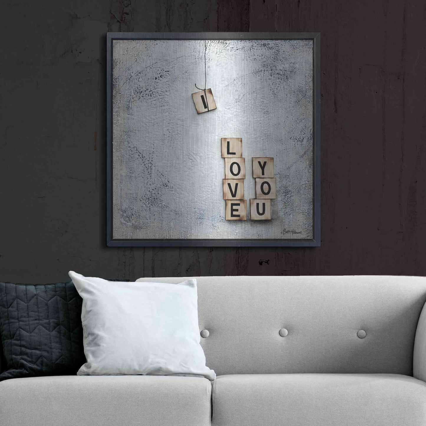 Luxe Metal Art 'I Love You' by Britt Hallowell, Metal Wall Art,36x36