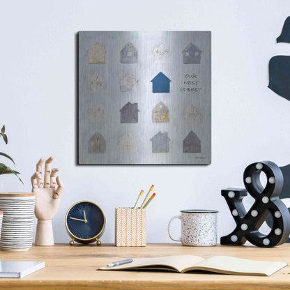 Luxe Metal Art 'Our Nest is Best' by Britt Hallowell, Metal Wall Art,12x12