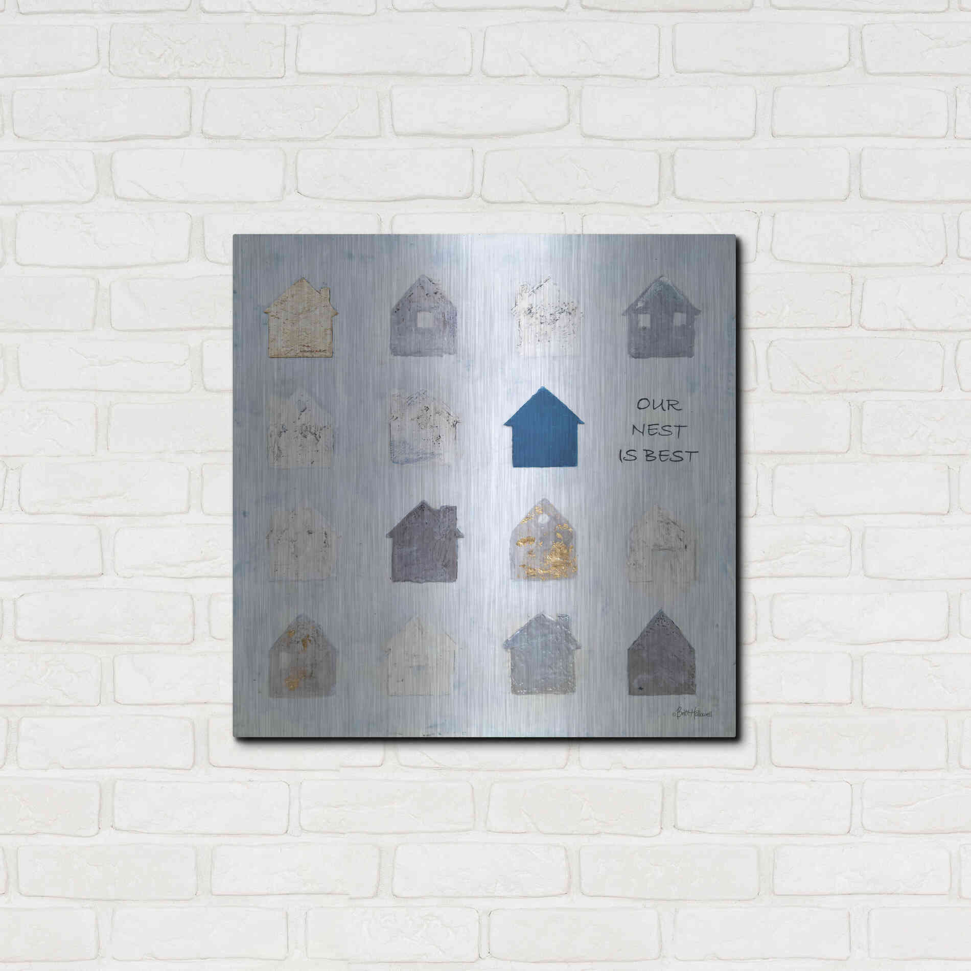 Luxe Metal Art 'Our Nest is Best' by Britt Hallowell, Metal Wall Art,24x24