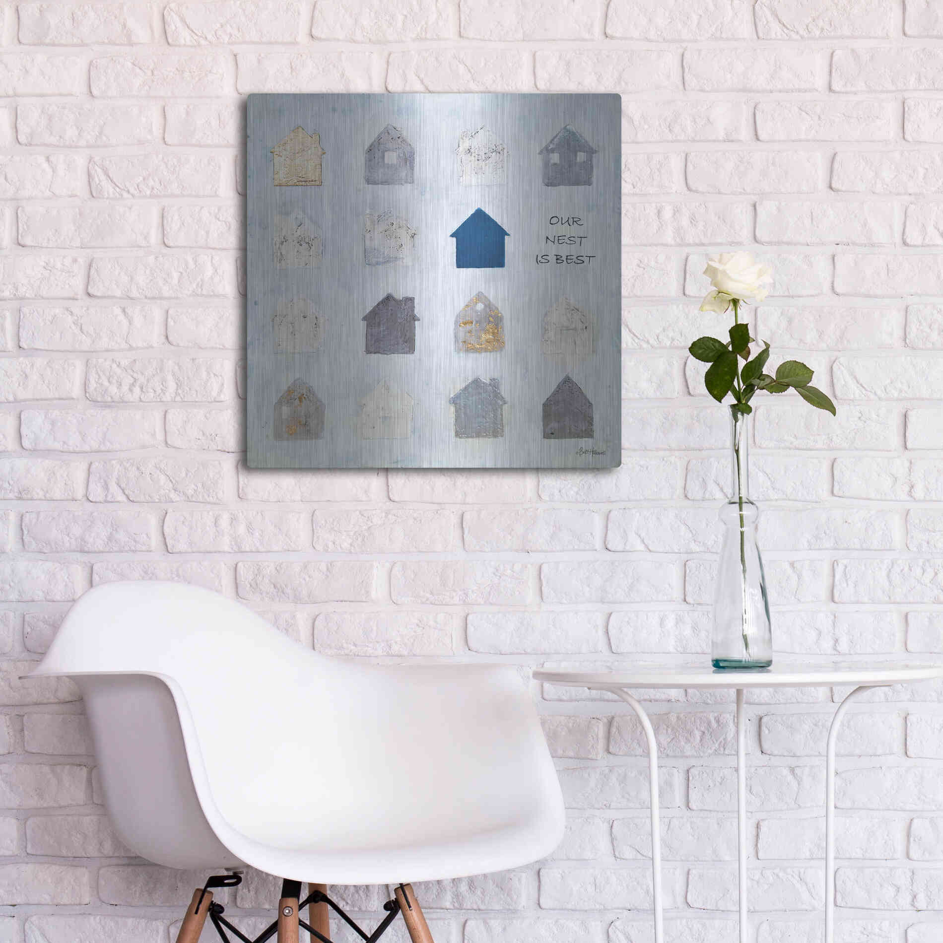 Luxe Metal Art 'Our Nest is Best' by Britt Hallowell, Metal Wall Art,24x24