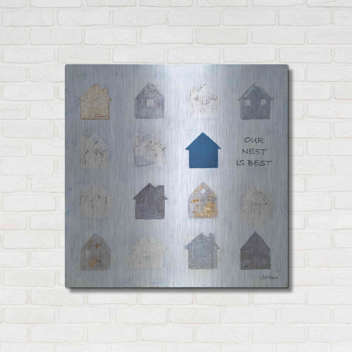 Luxe Metal Art 'Our Nest is Best' by Britt Hallowell, Metal Wall Art,36x36
