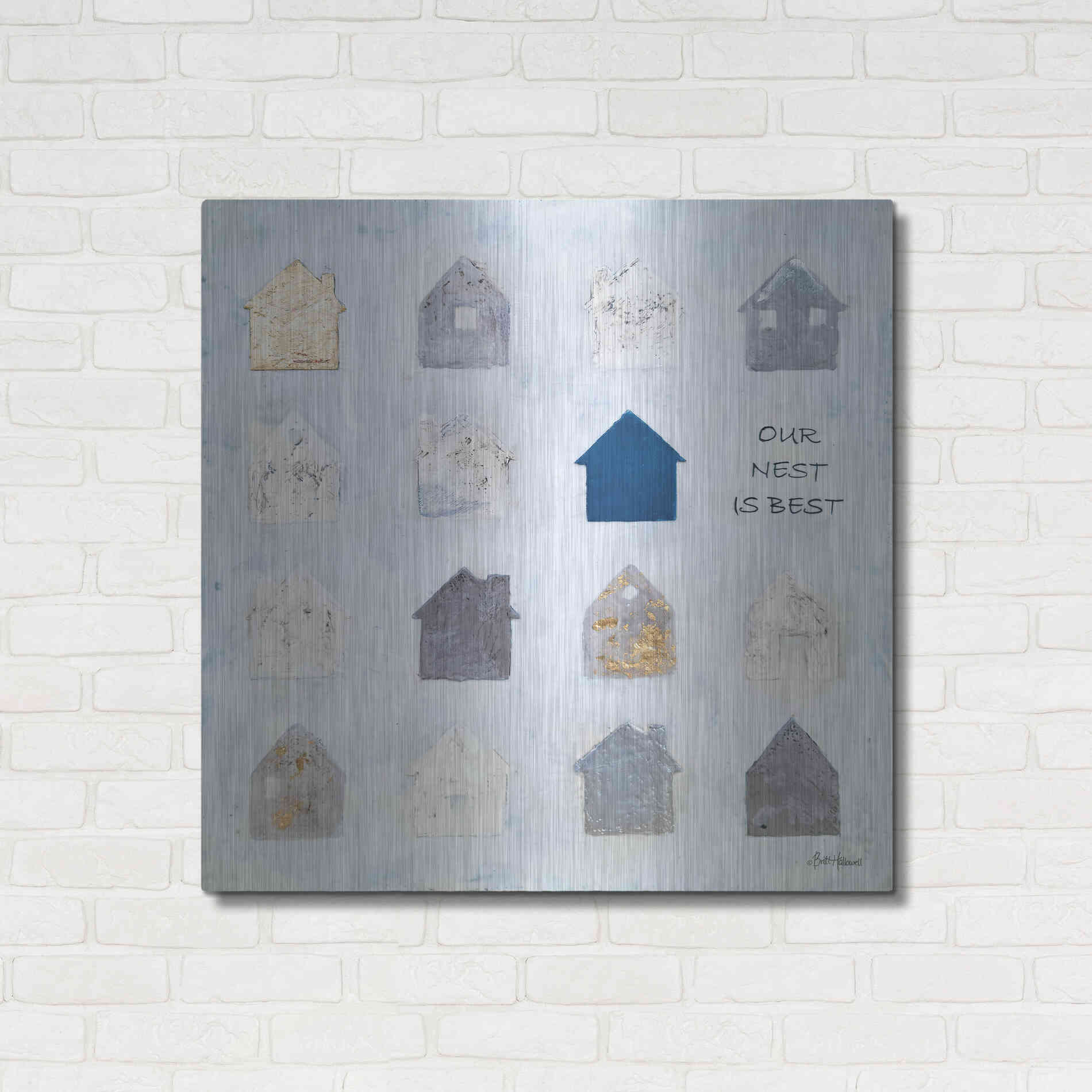 Luxe Metal Art 'Our Nest is Best' by Britt Hallowell, Metal Wall Art,36x36