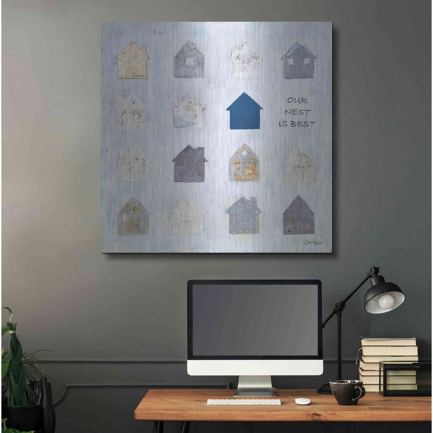 Luxe Metal Art 'Our Nest is Best' by Britt Hallowell, Metal Wall Art,36x36