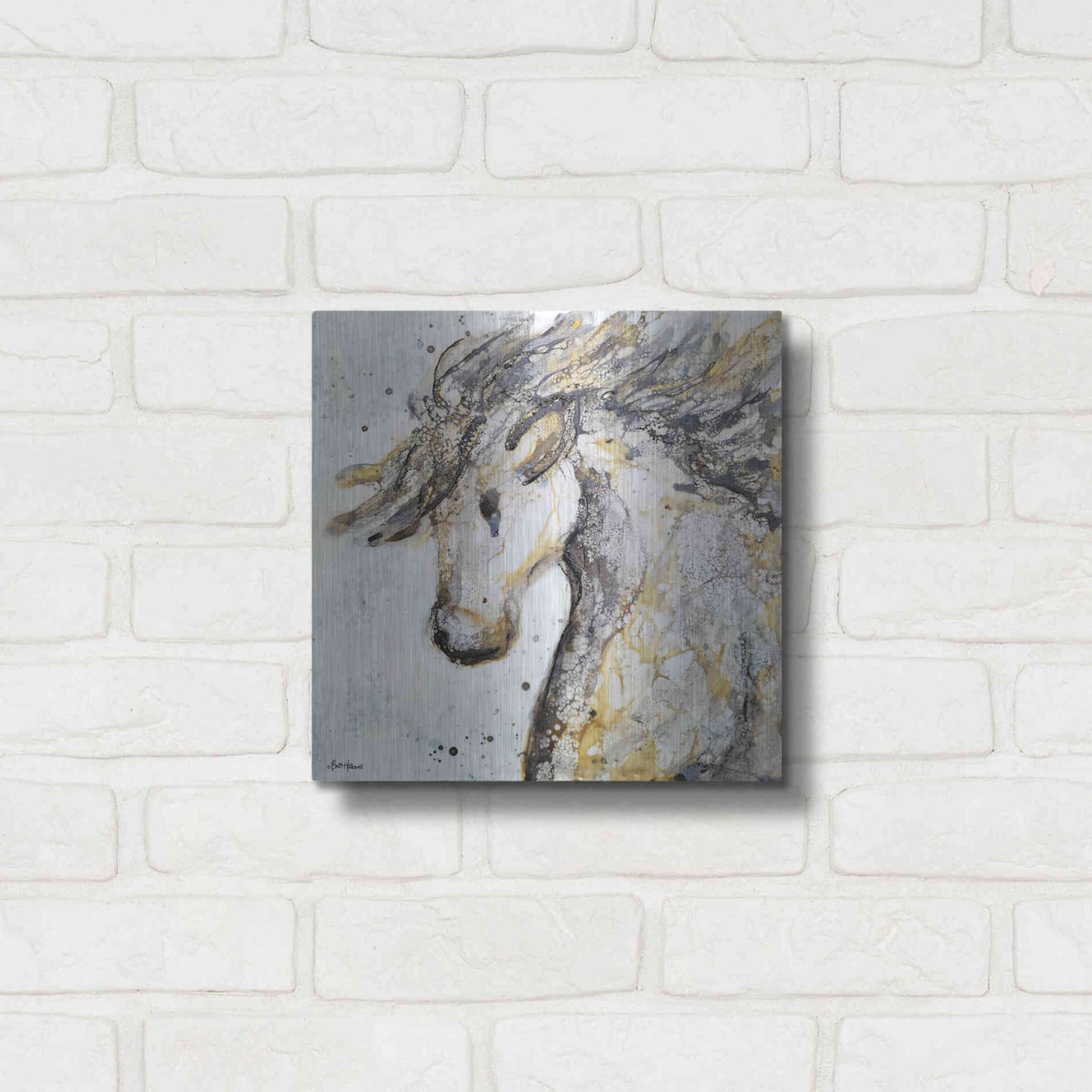 Luxe Metal Art 'Running Wild' by Britt Hallowell, Metal Wall Art,12x12