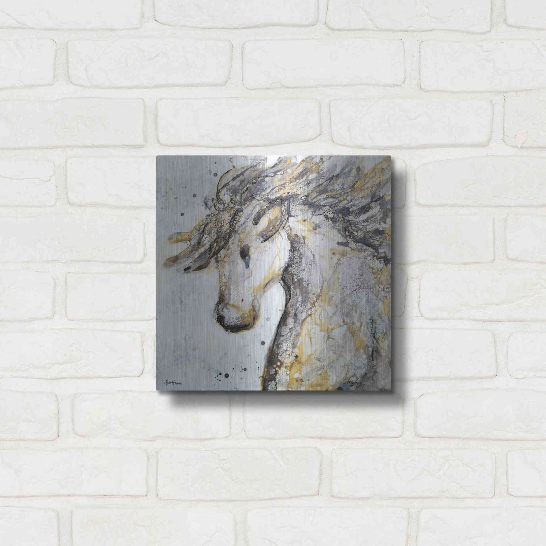 Luxe Metal Art 'Running Wild' by Britt Hallowell, Metal Wall Art,12x12