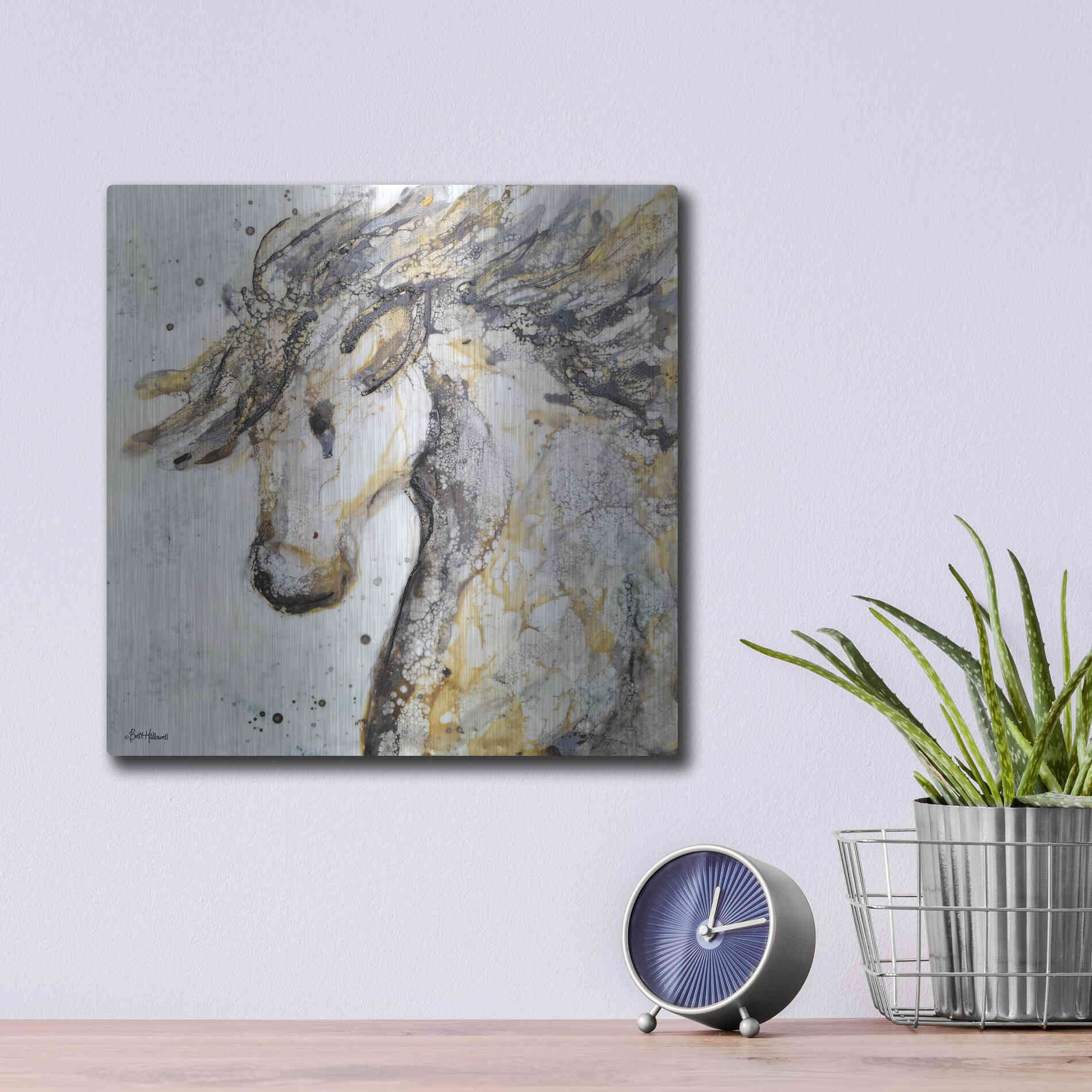 Luxe Metal Art 'Running Wild' by Britt Hallowell, Metal Wall Art,12x12