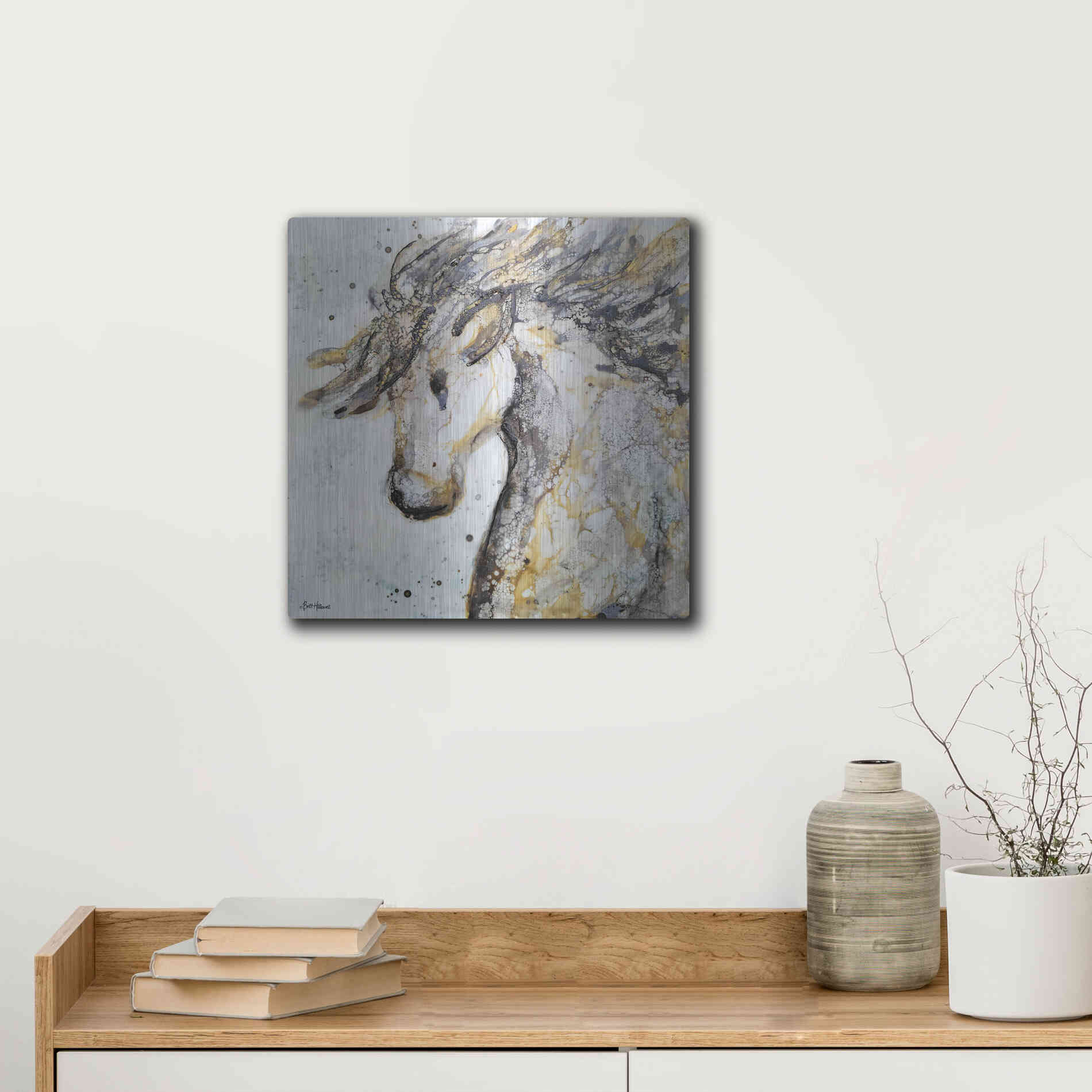 Luxe Metal Art 'Running Wild' by Britt Hallowell, Metal Wall Art,12x12