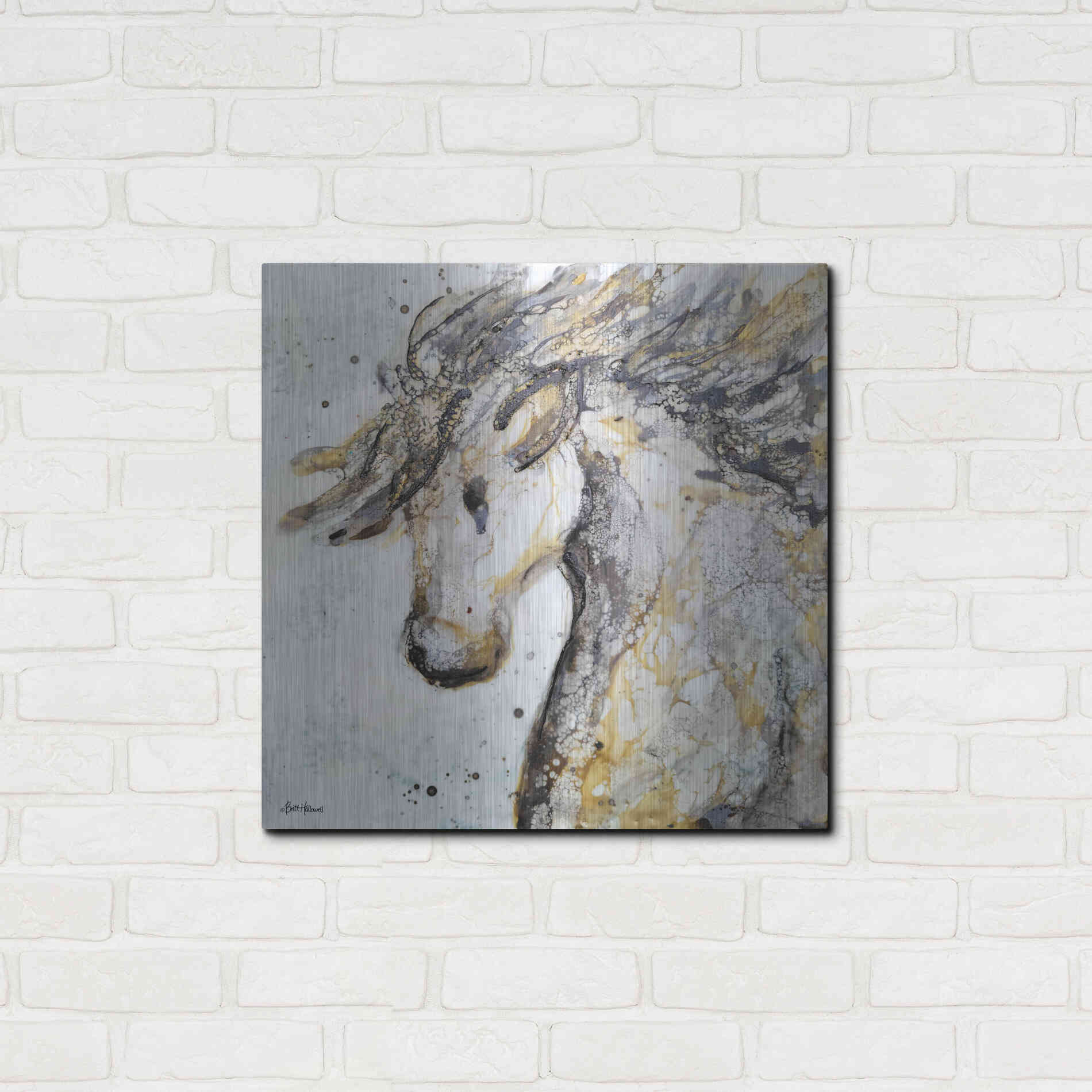 Luxe Metal Art 'Running Wild' by Britt Hallowell, Metal Wall Art,24x24