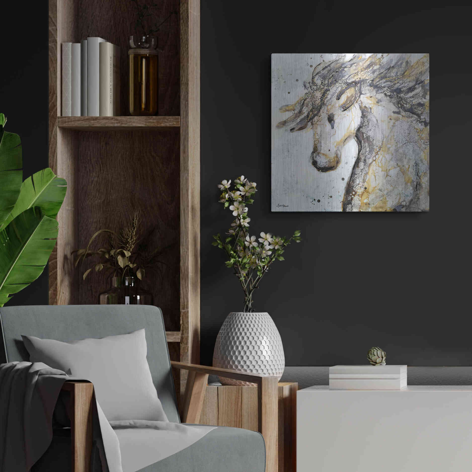 Luxe Metal Art 'Running Wild' by Britt Hallowell, Metal Wall Art,24x24