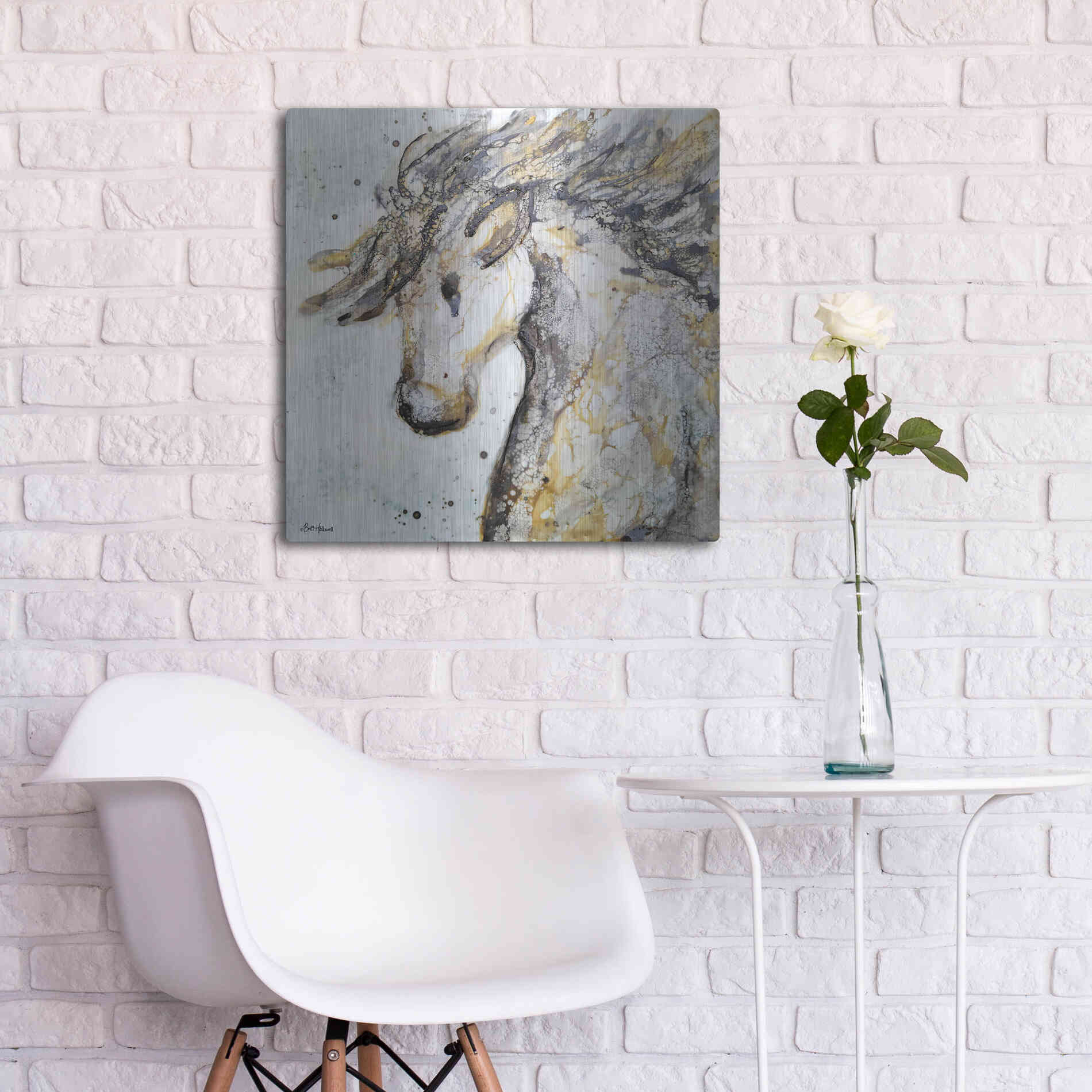 Luxe Metal Art 'Running Wild' by Britt Hallowell, Metal Wall Art,24x24