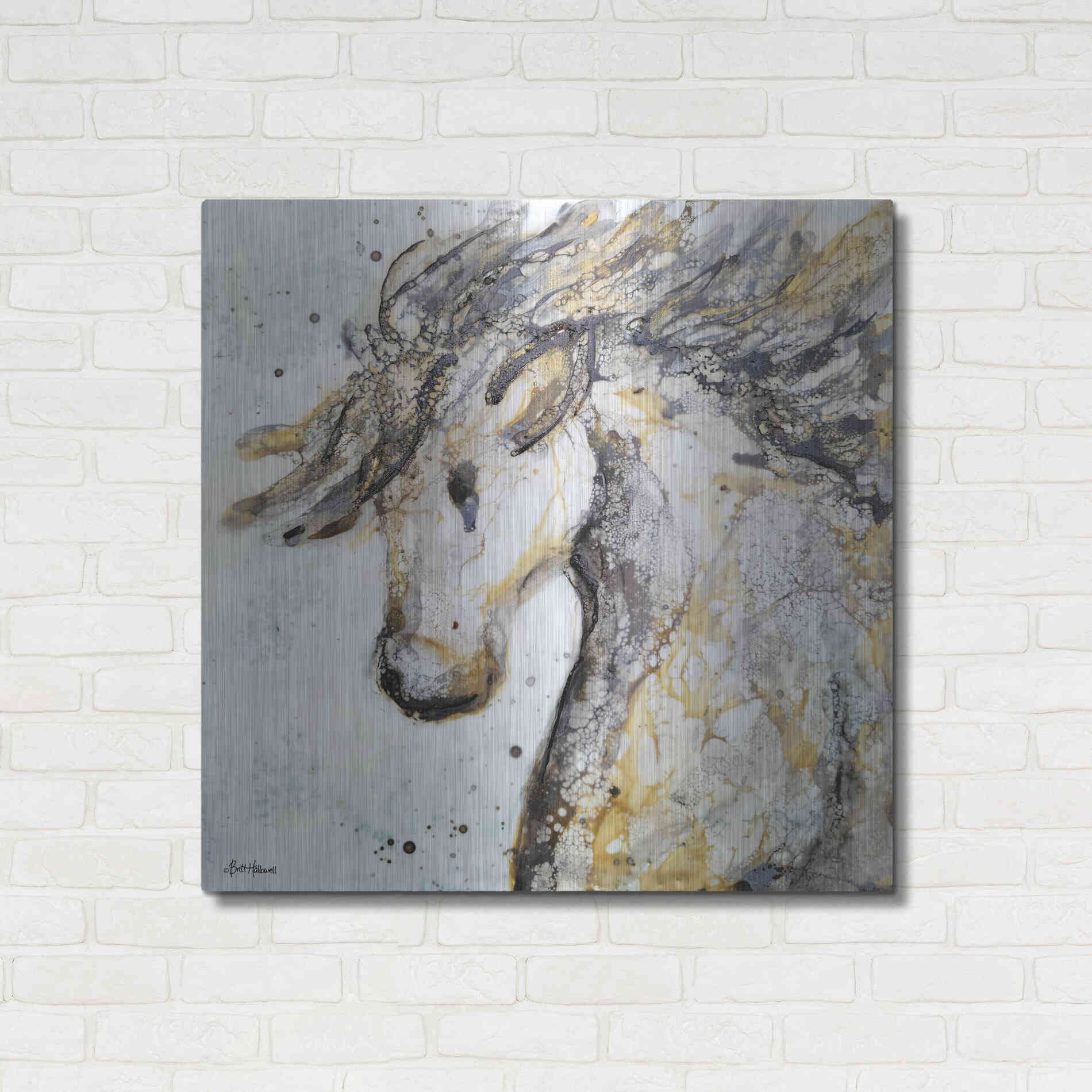 Luxe Metal Art 'Running Wild' by Britt Hallowell, Metal Wall Art,36x36