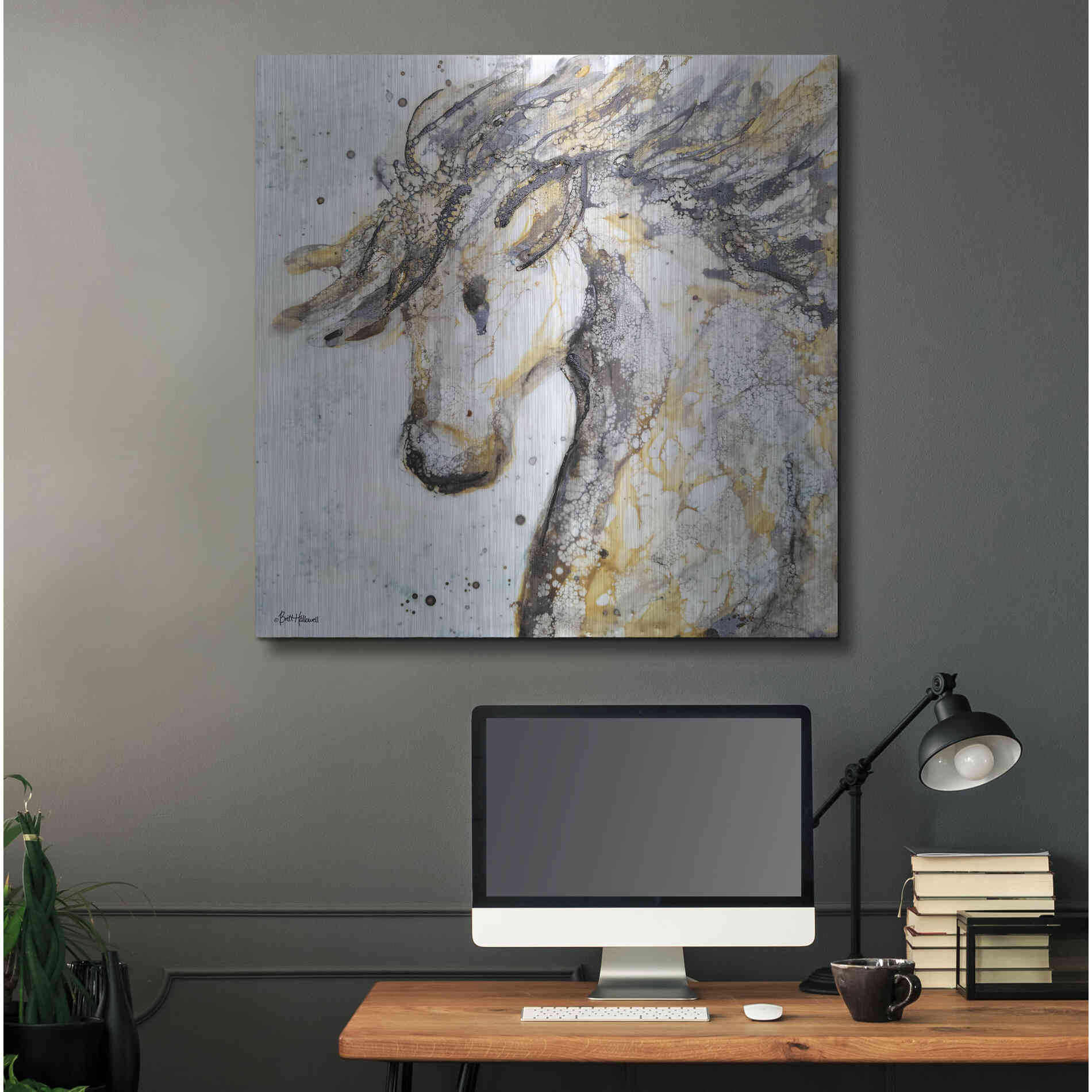 Luxe Metal Art 'Running Wild' by Britt Hallowell, Metal Wall Art,36x36