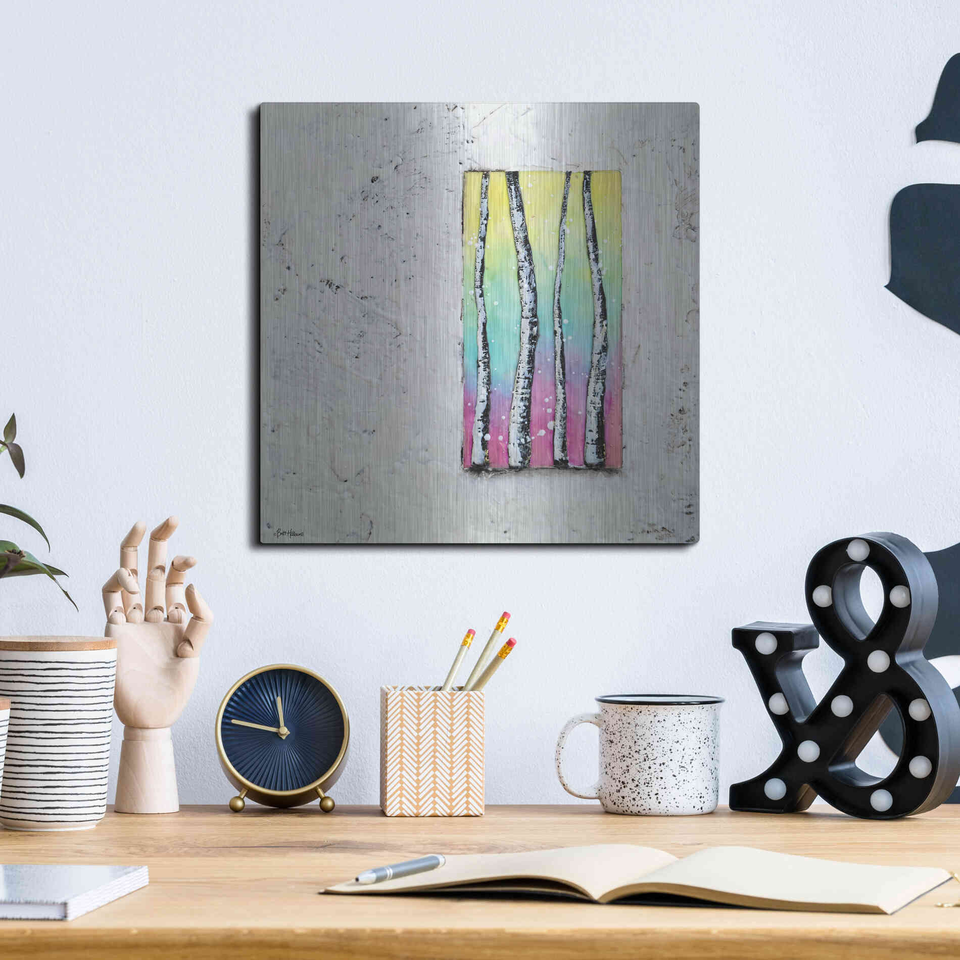 Luxe Metal Art 'Window to Nature II' by Britt Hallowell, Metal Wall Art,12x12