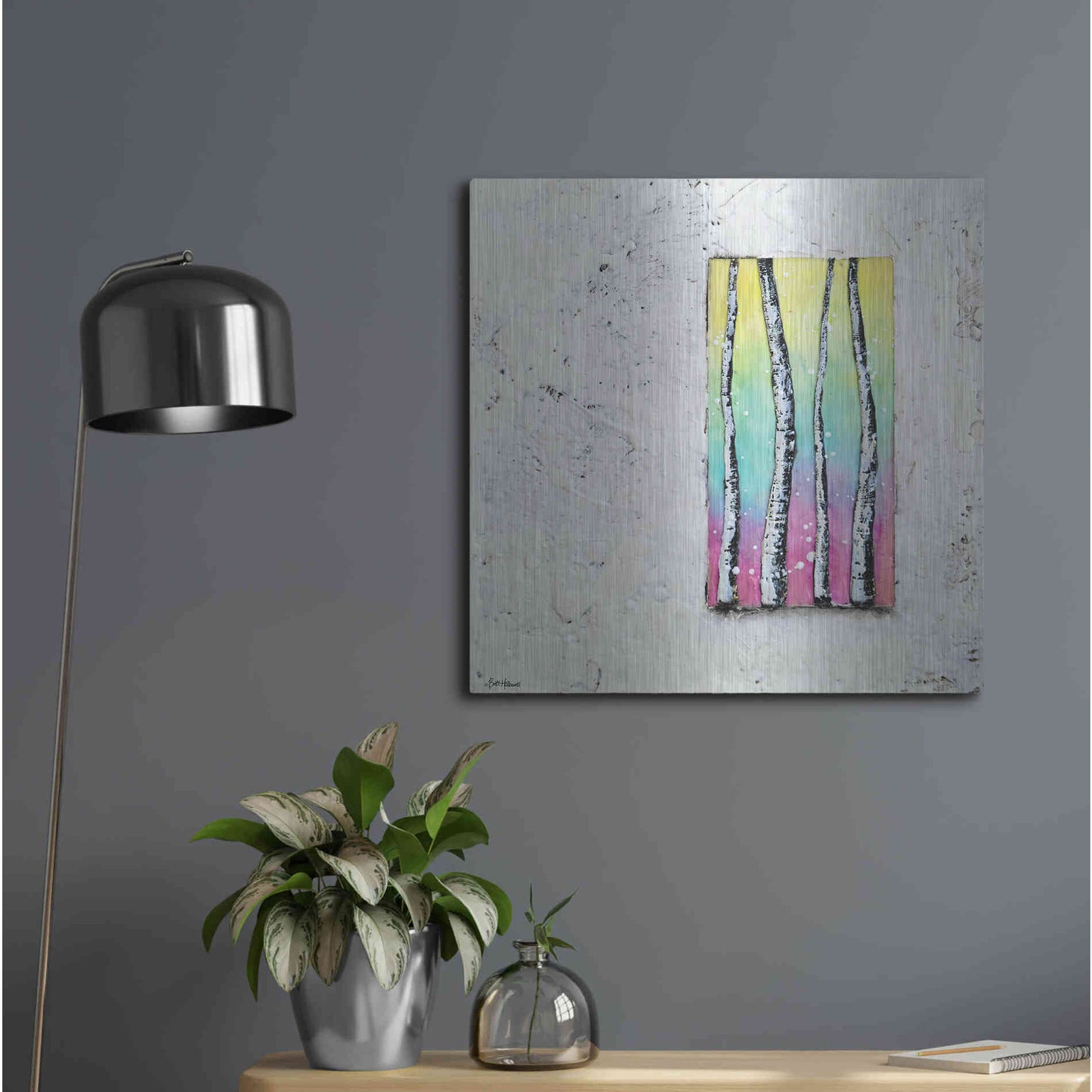 Luxe Metal Art 'Window to Nature II' by Britt Hallowell, Metal Wall Art,24x24