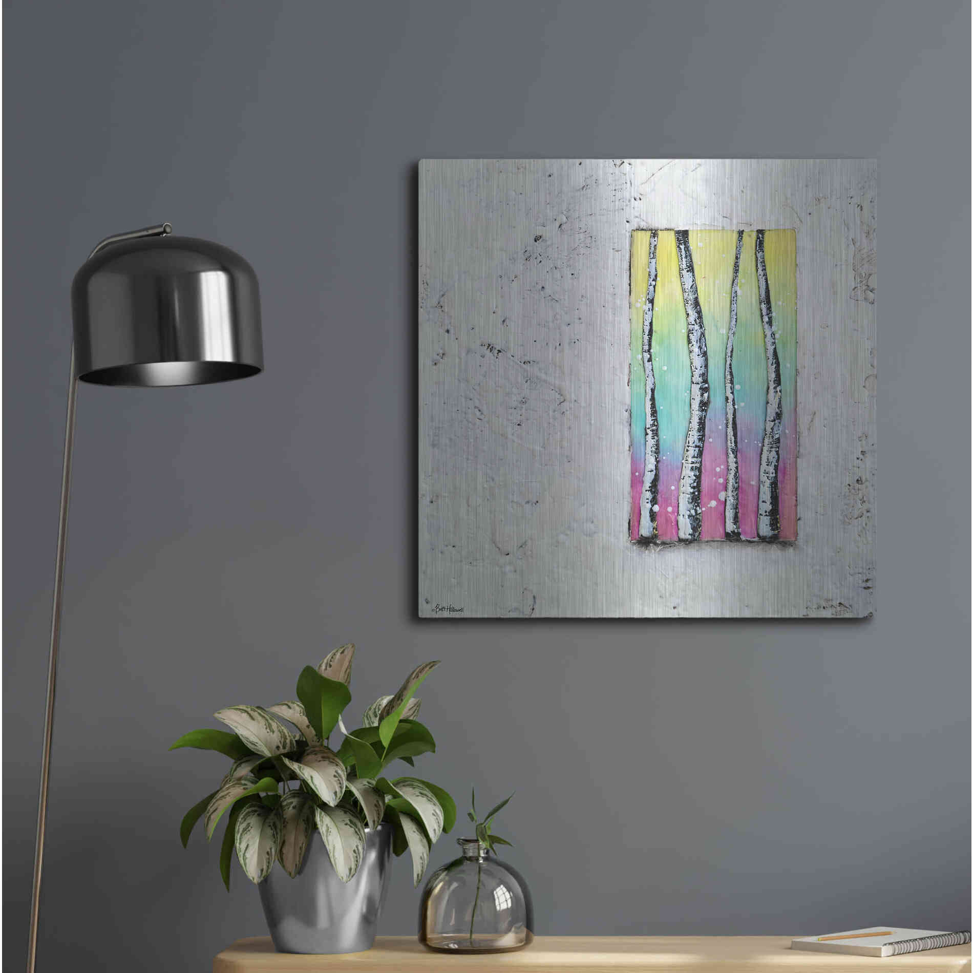 Luxe Metal Art 'Window to Nature II' by Britt Hallowell, Metal Wall Art,24x24