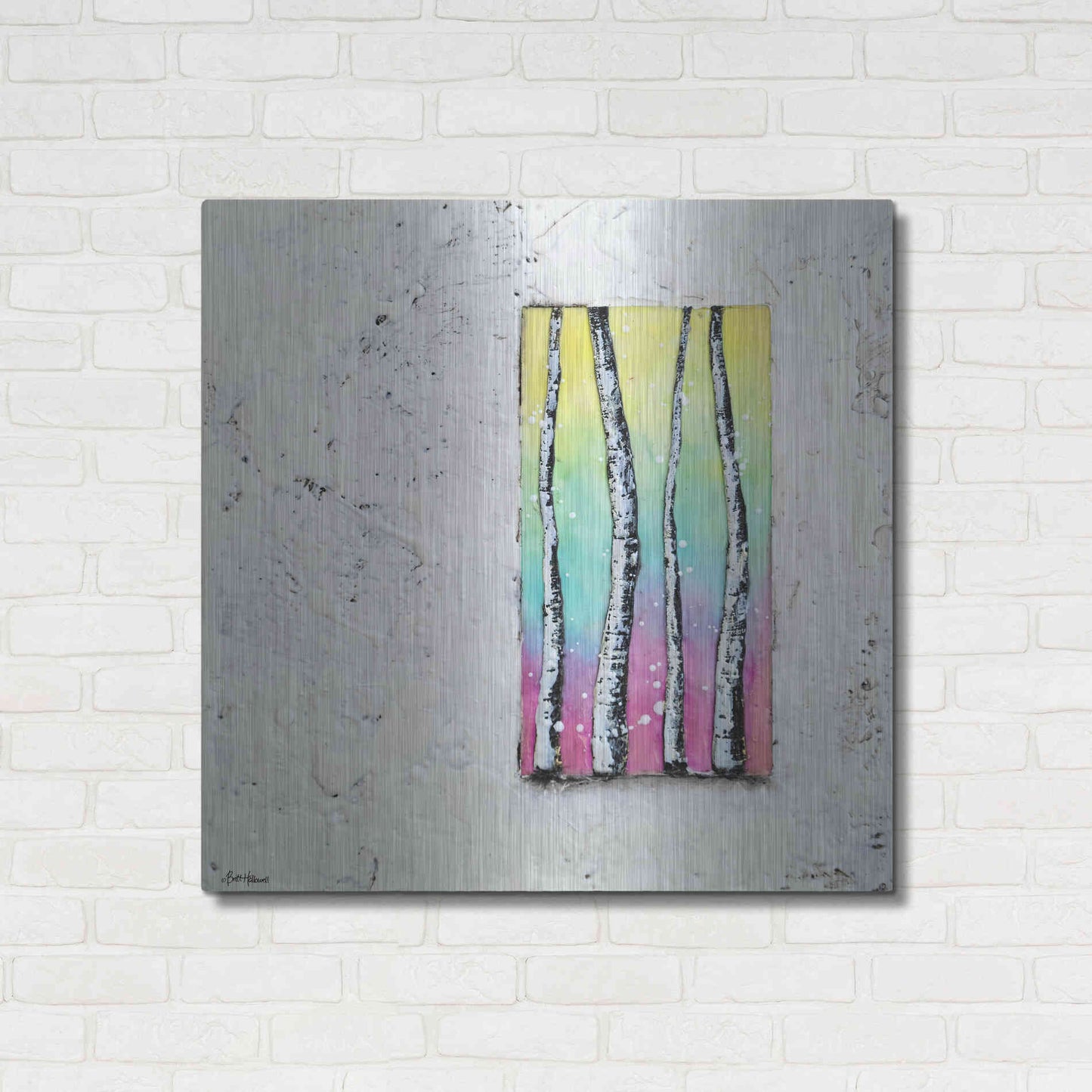 Luxe Metal Art 'Window to Nature II' by Britt Hallowell, Metal Wall Art,36x36