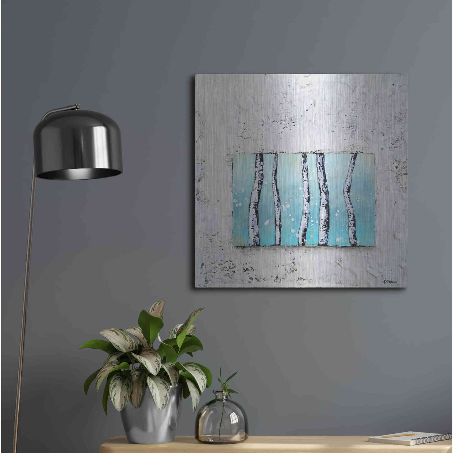 Luxe Metal Art 'Window to Nature III' by Britt Hallowell, Metal Wall Art,24x24