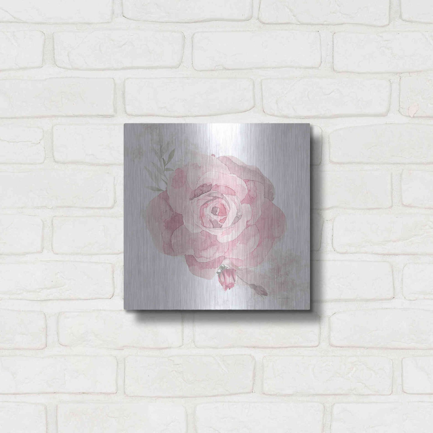 Luxe Metal Art 'Cottage Rose' by Bluebird Barn, Metal Wall Art,12x12