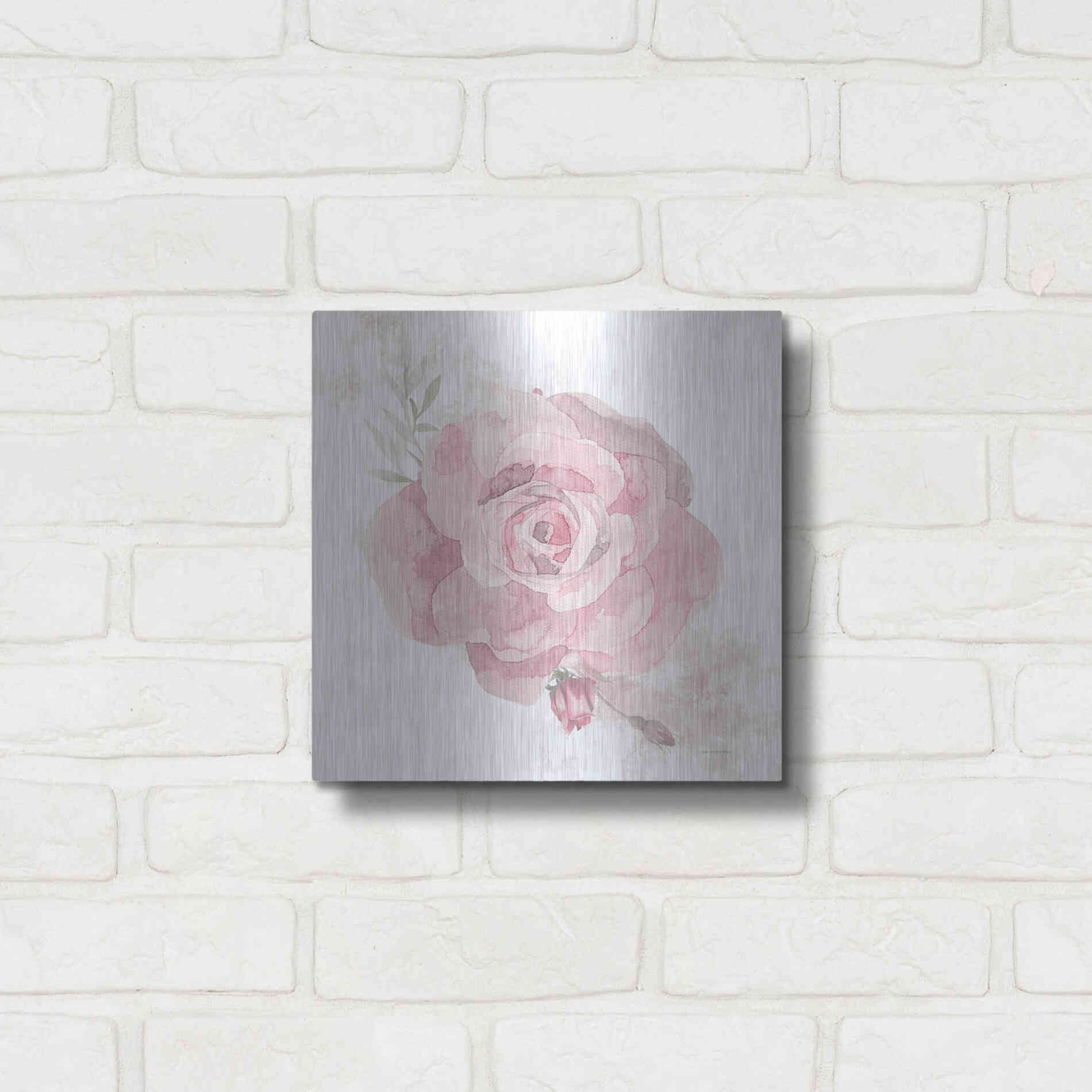 Luxe Metal Art 'Cottage Rose' by Bluebird Barn, Metal Wall Art,12x12