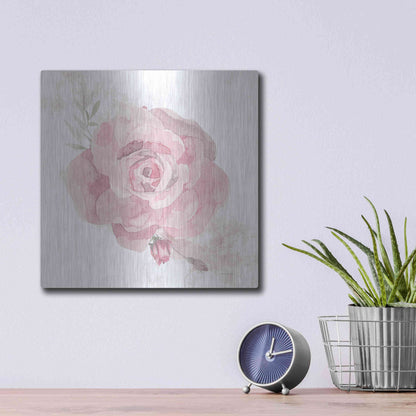 Luxe Metal Art 'Cottage Rose' by Bluebird Barn, Metal Wall Art,12x12