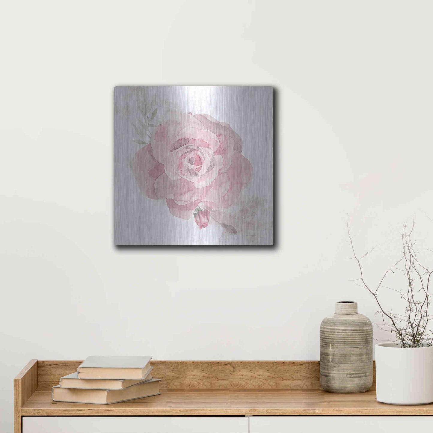 Luxe Metal Art 'Cottage Rose' by Bluebird Barn, Metal Wall Art,12x12