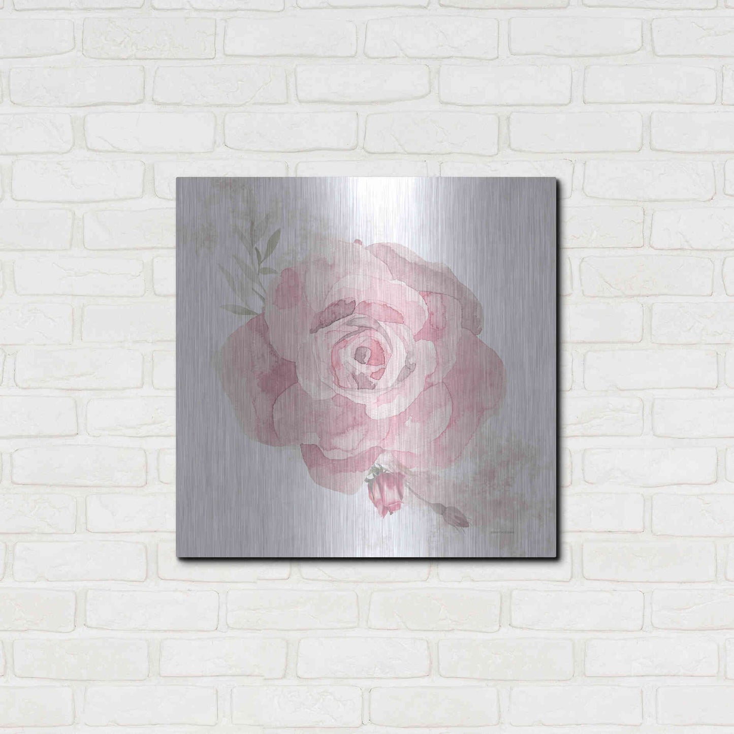 Luxe Metal Art 'Cottage Rose' by Bluebird Barn, Metal Wall Art,24x24