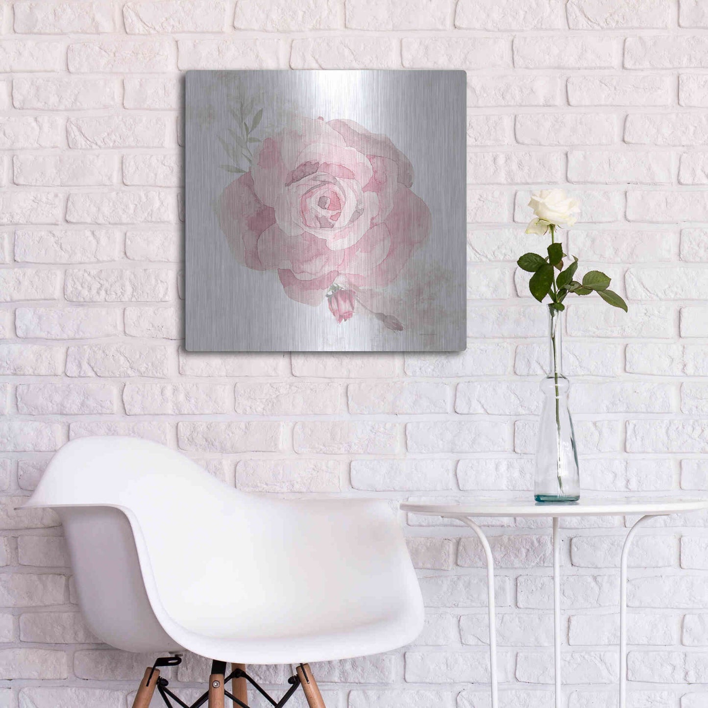 Luxe Metal Art 'Cottage Rose' by Bluebird Barn, Metal Wall Art,24x24