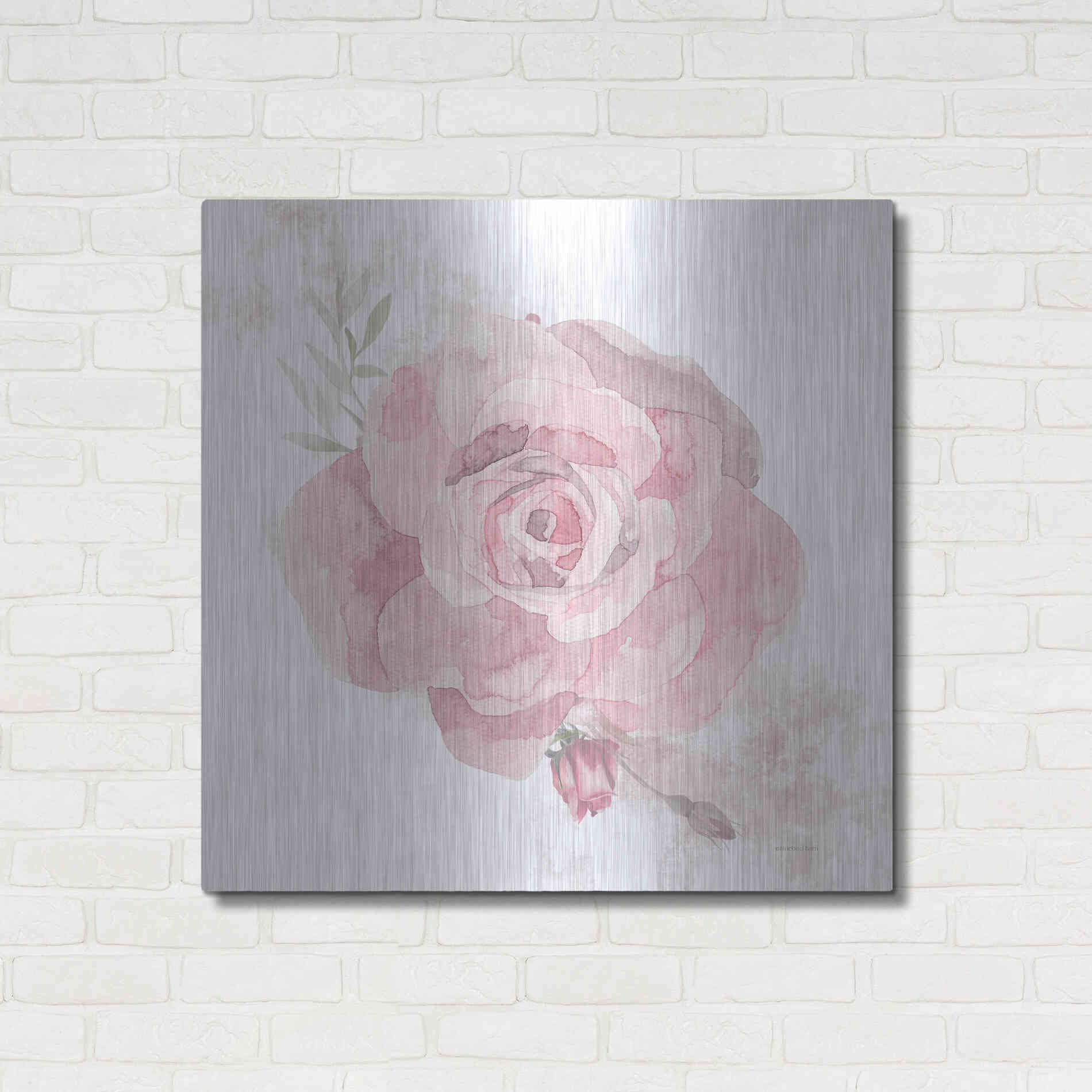 Luxe Metal Art 'Cottage Rose' by Bluebird Barn, Metal Wall Art,36x36