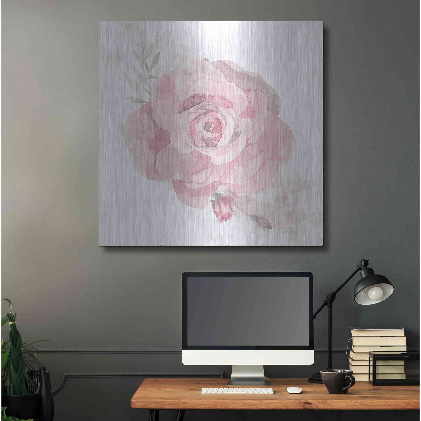 Luxe Metal Art 'Cottage Rose' by Bluebird Barn, Metal Wall Art,36x36