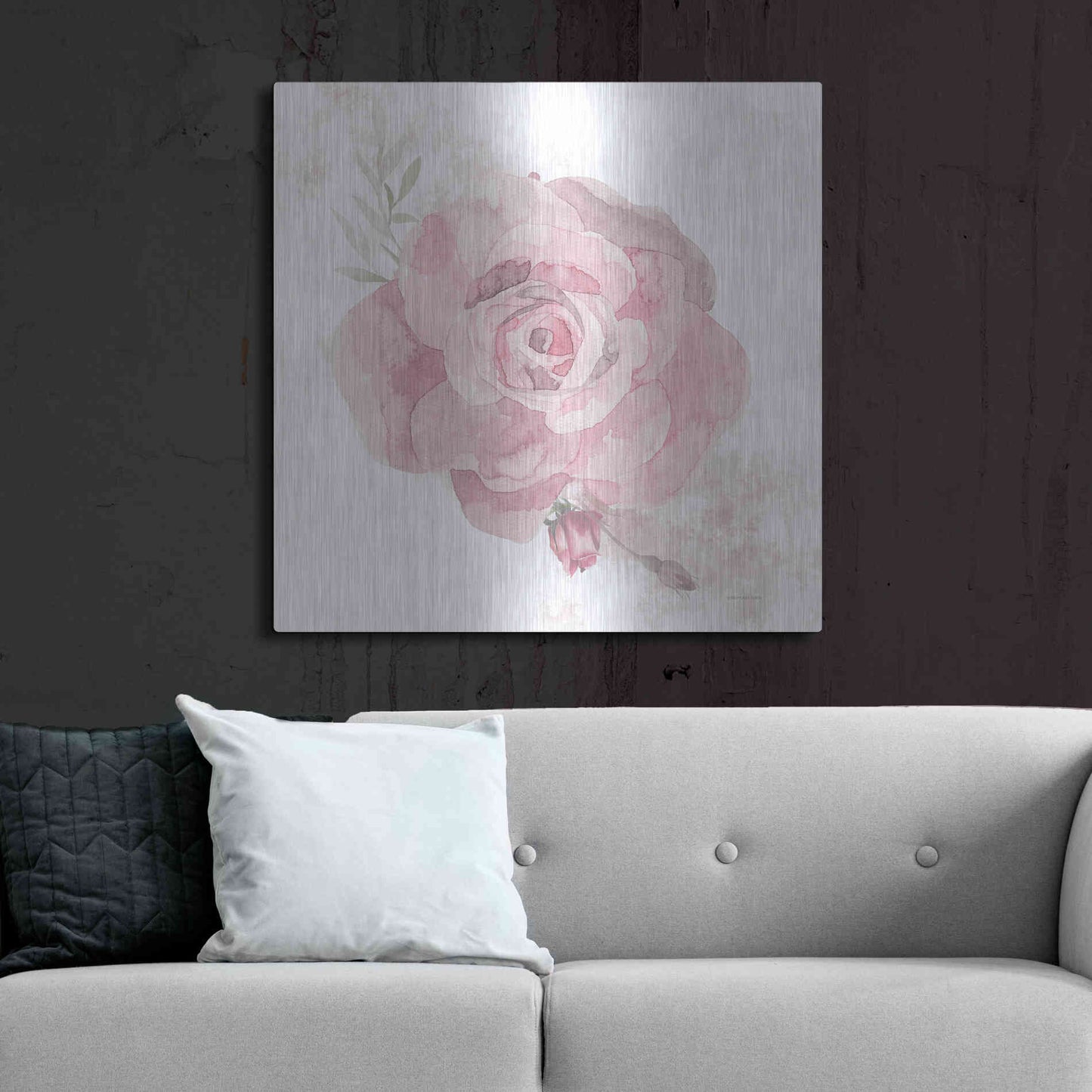 Luxe Metal Art 'Cottage Rose' by Bluebird Barn, Metal Wall Art,36x36