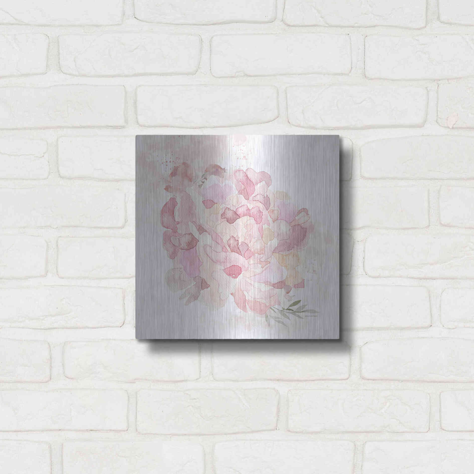 Luxe Metal Art 'Cottage Peony I' by Bluebird Barn, Metal Wall Art,12x12