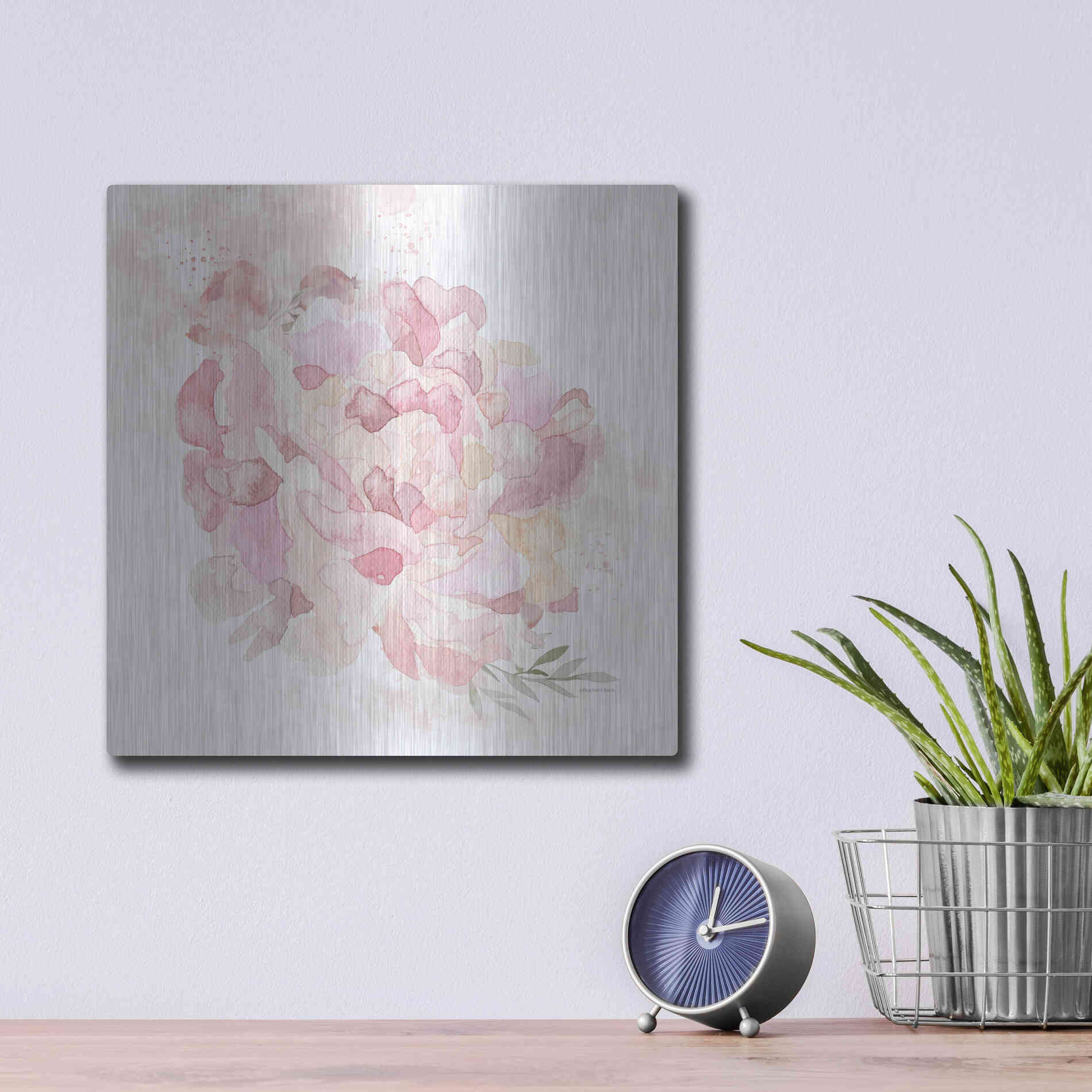 Luxe Metal Art 'Cottage Peony I' by Bluebird Barn, Metal Wall Art,12x12