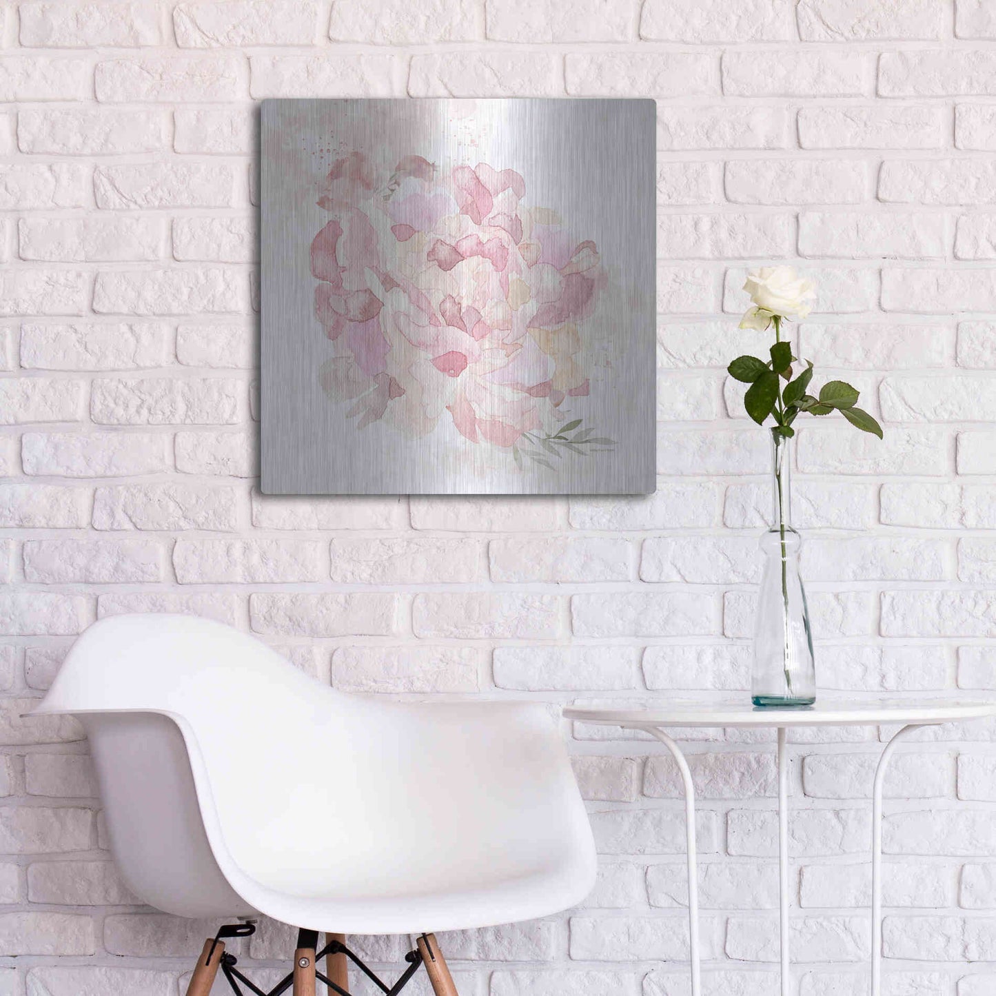 Luxe Metal Art 'Cottage Peony I' by Bluebird Barn, Metal Wall Art,24x24