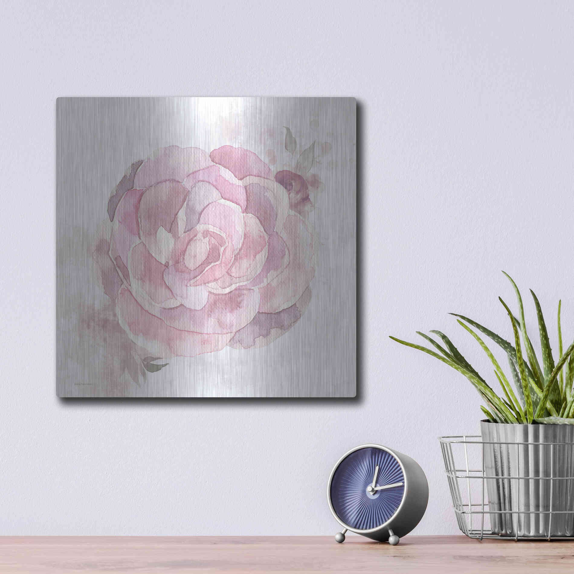 Luxe Metal Art 'Cottage Peony II' by Bluebird Barn, Metal Wall Art,12x12